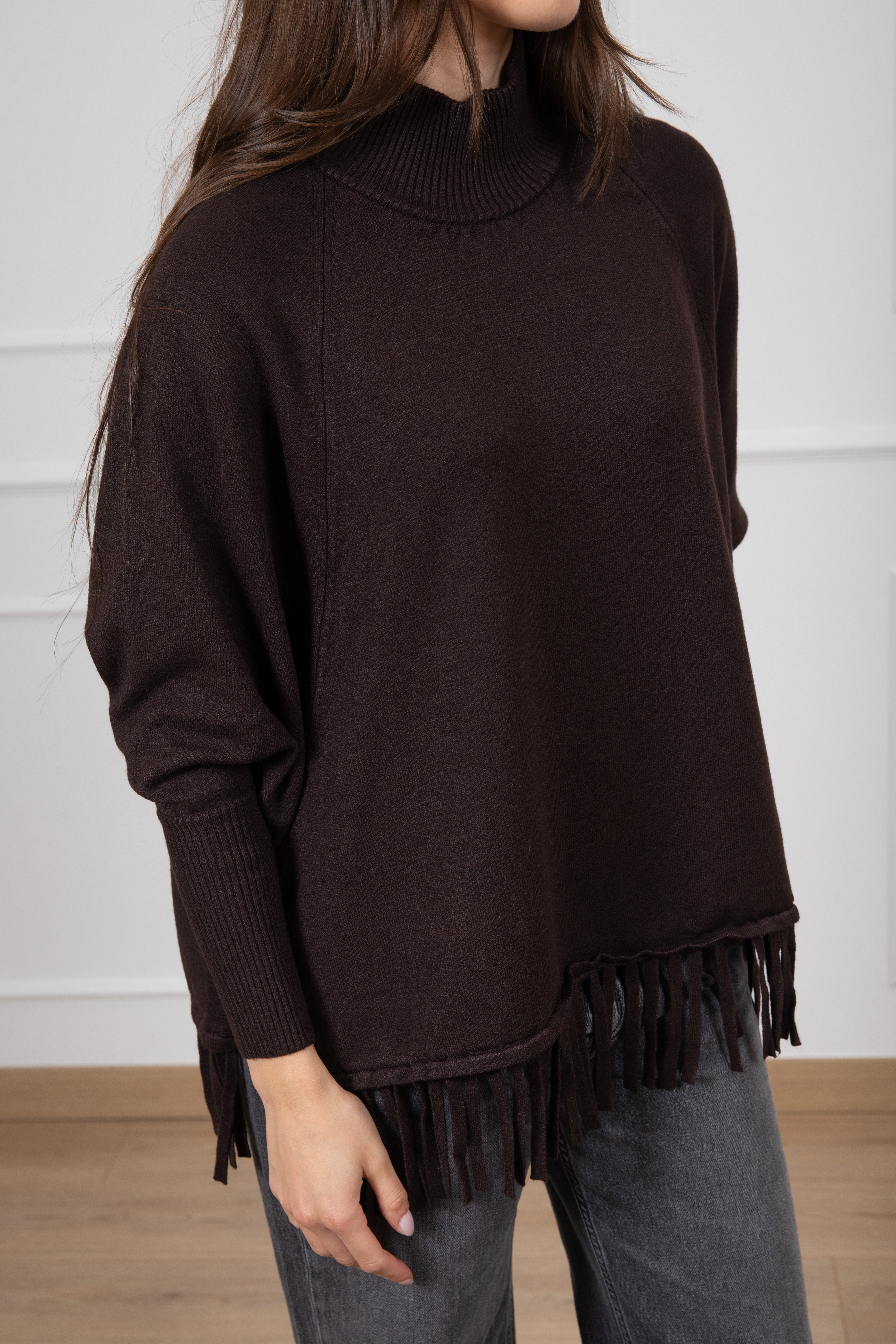 Pull manica a pipistrello con frange ViCOLO