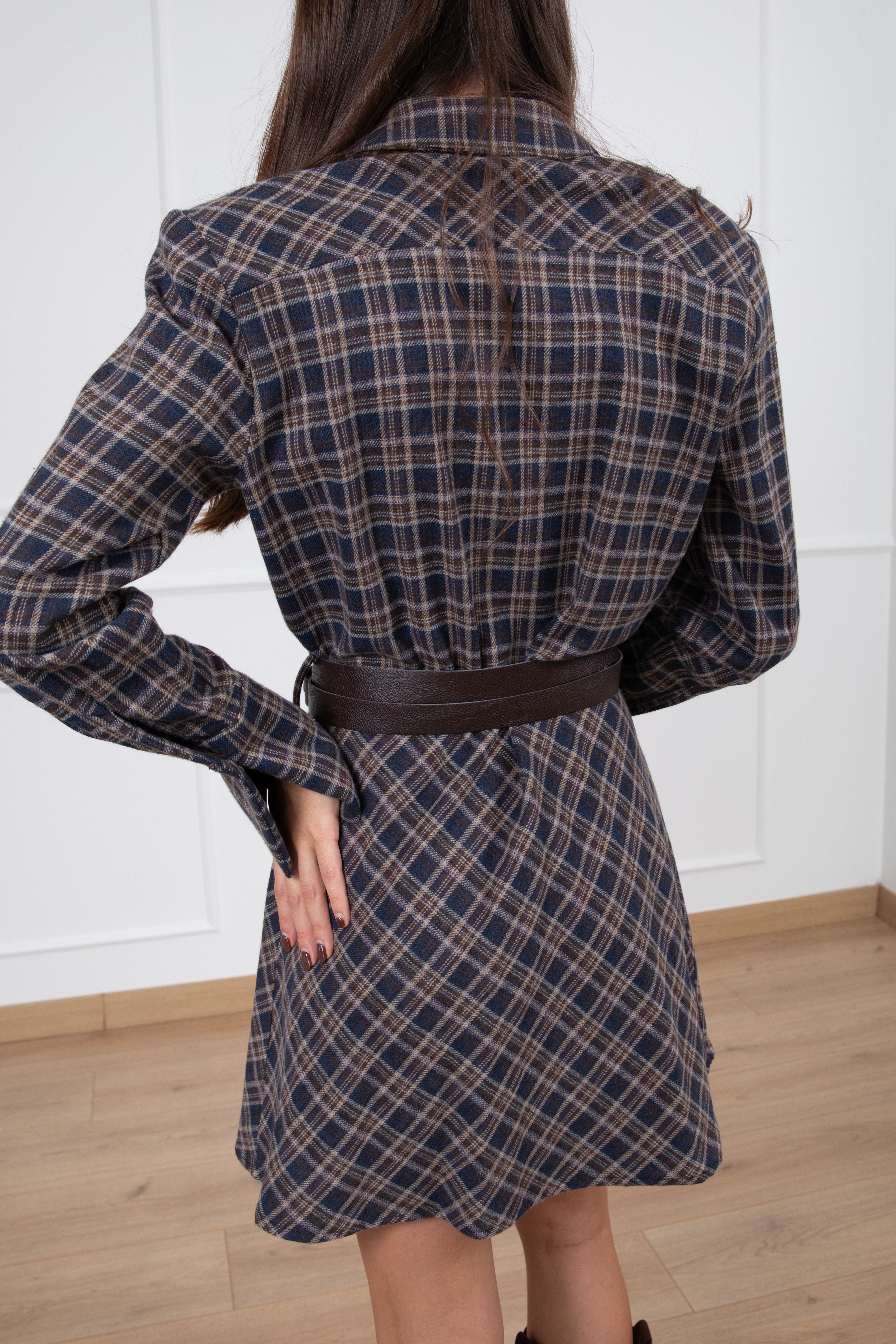 Abito micro-check in flanella Motel