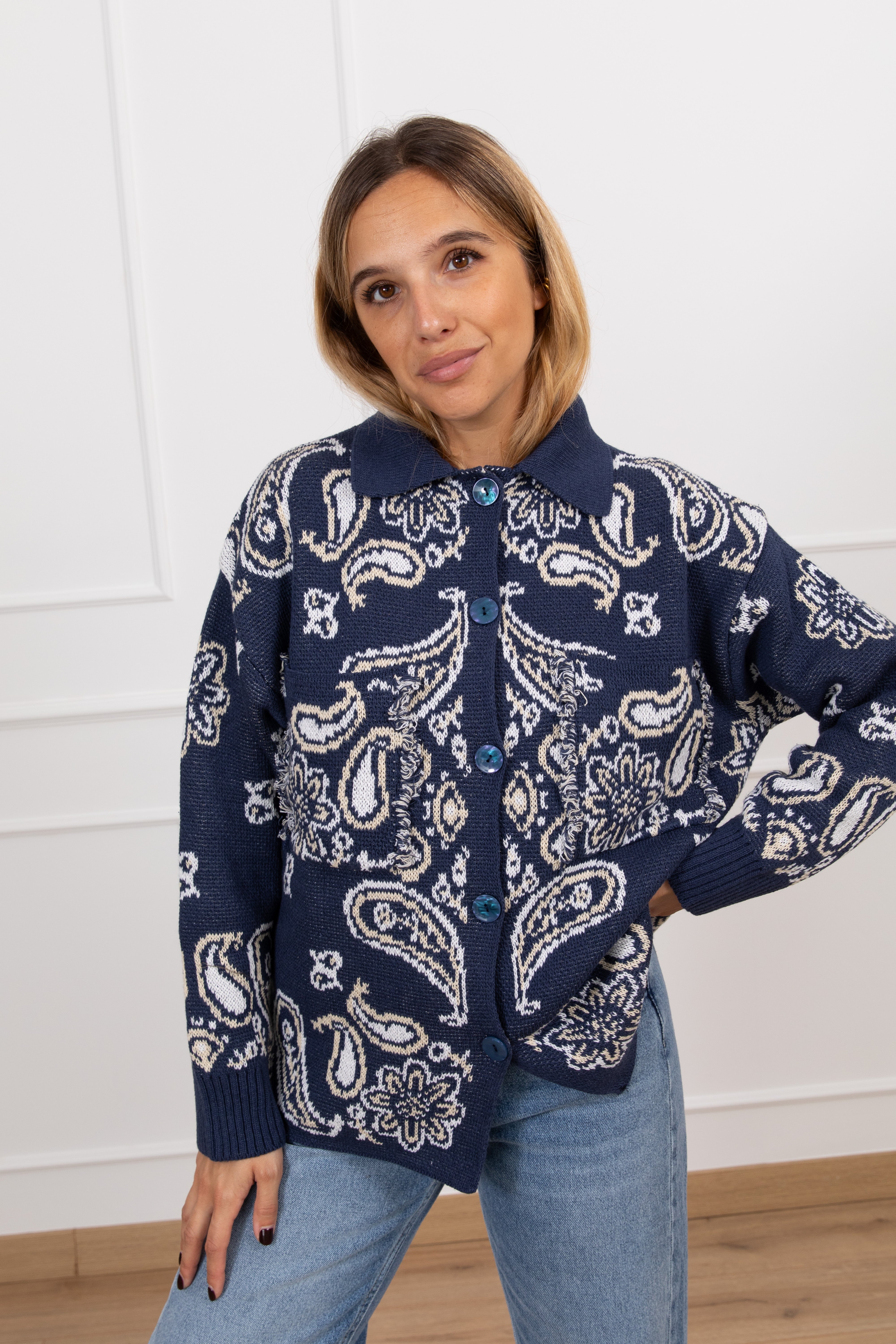 Giacca in maglia fantasia bandana Tensione IN