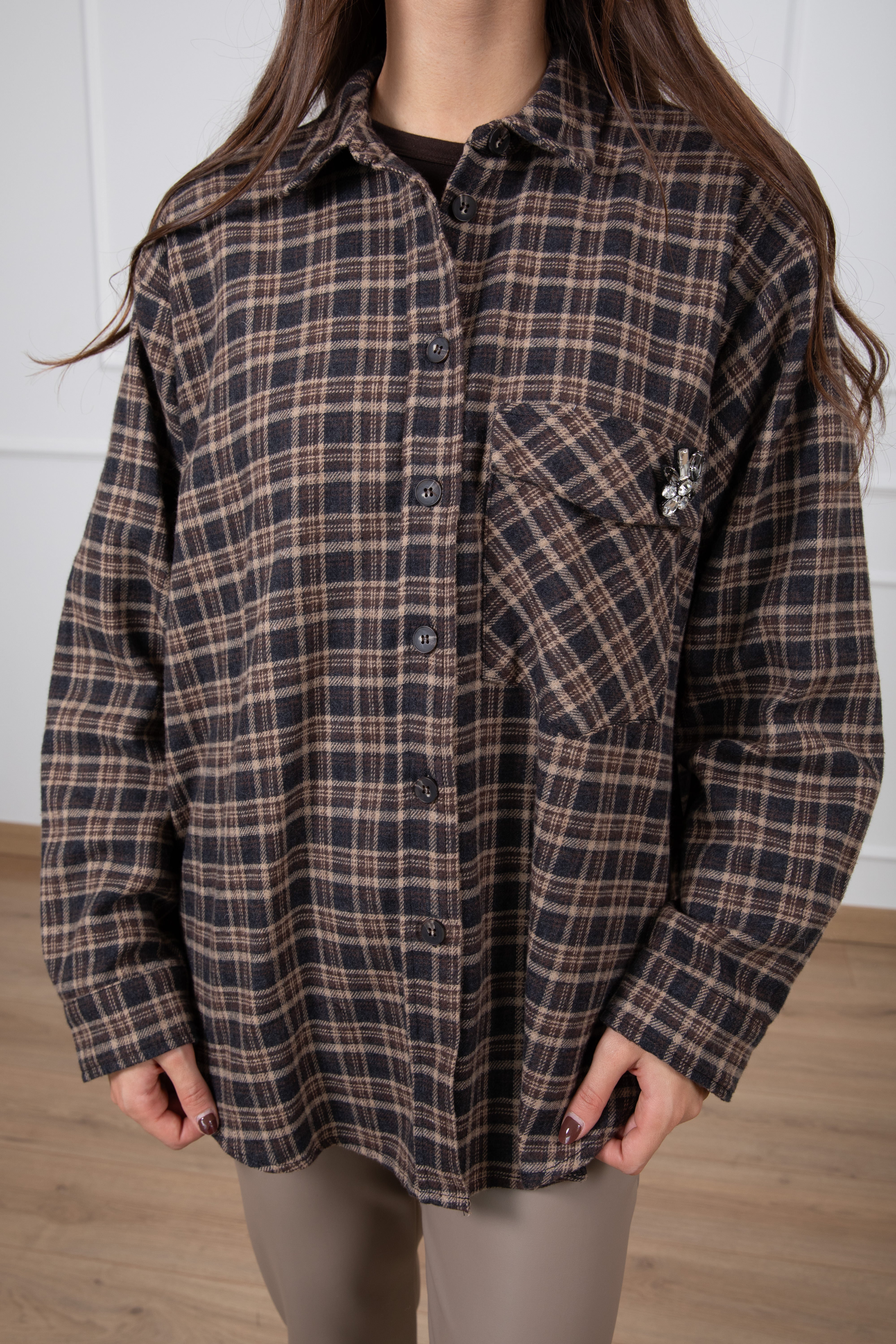 Camicia micro-check in flanella Motel