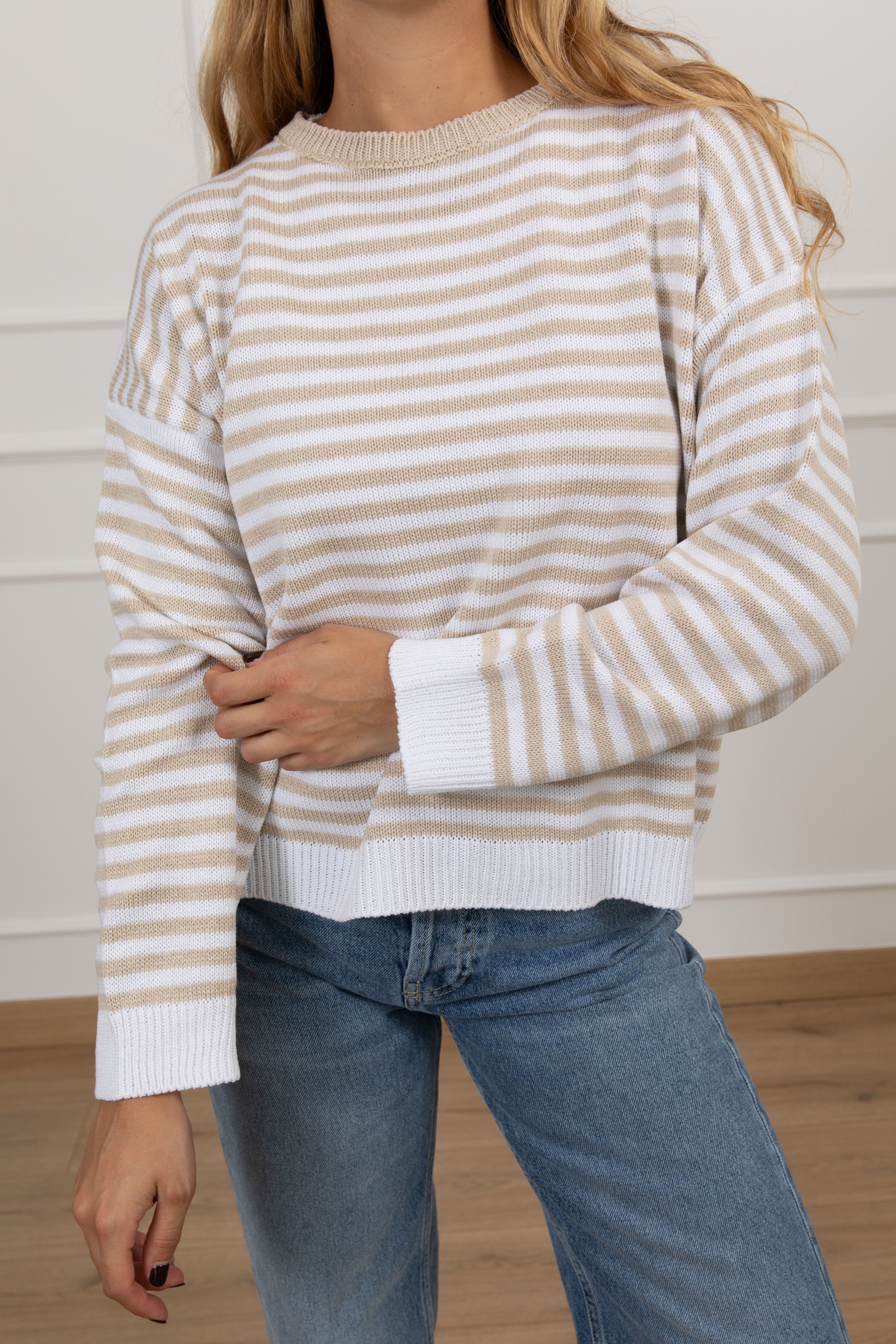 Maglia scollo a barchetta righe sottili Motel