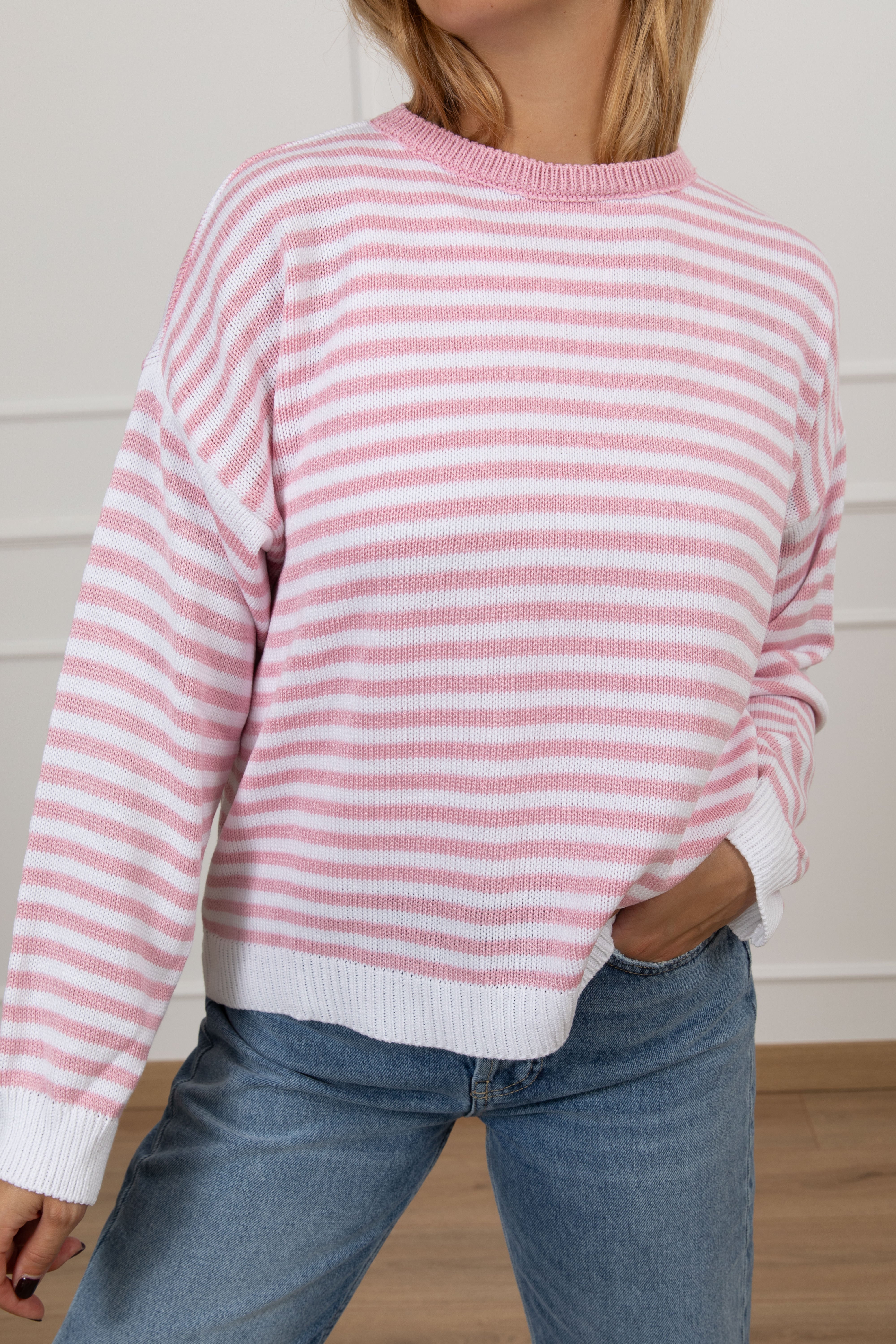 Maglia scollo a barchetta righe sottili Motel