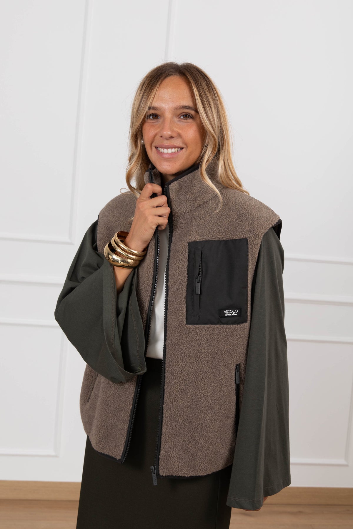 Gilet teddy variante tortora ViCOLO