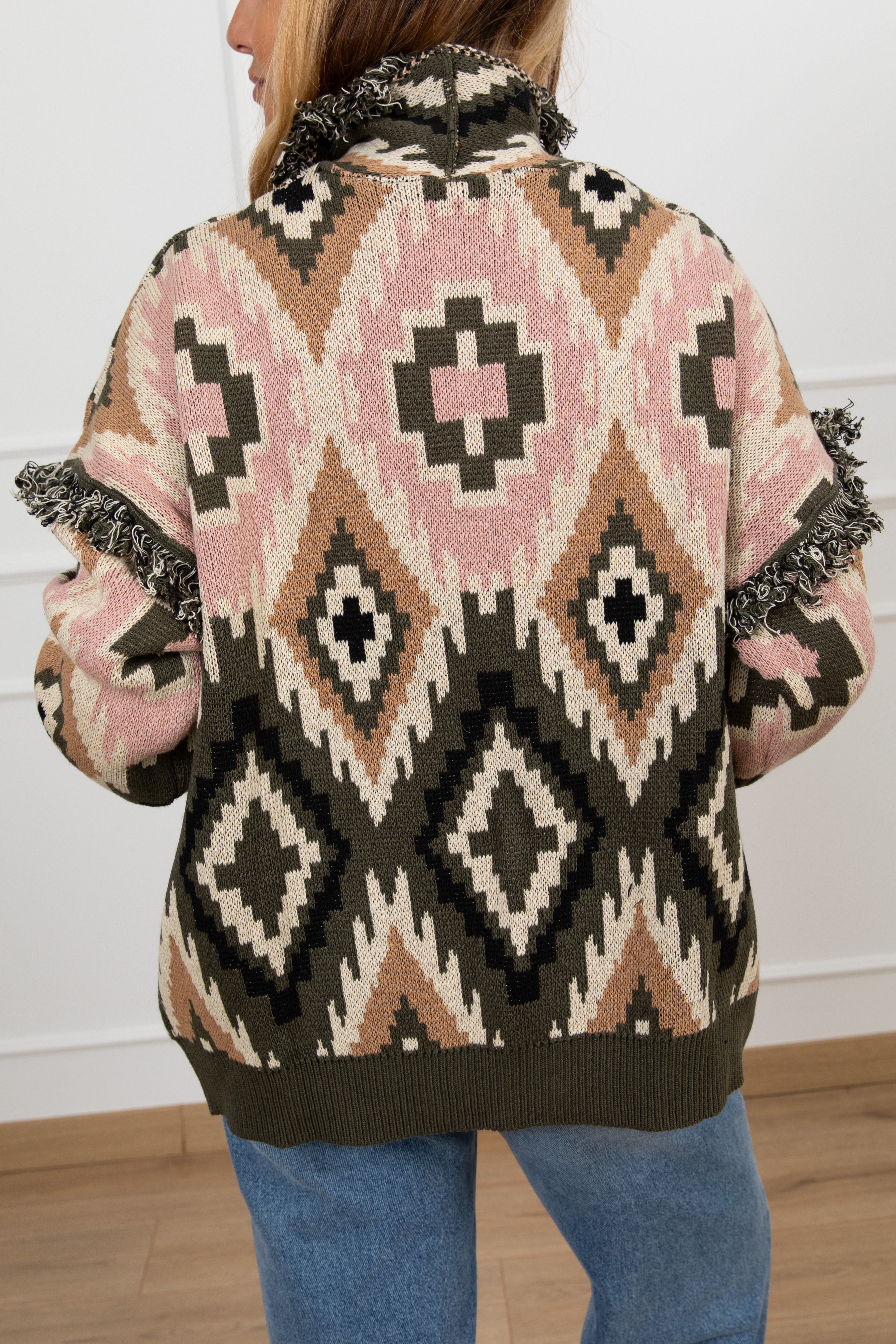 Cardigan motivo geometrico con tasche Tensione IN