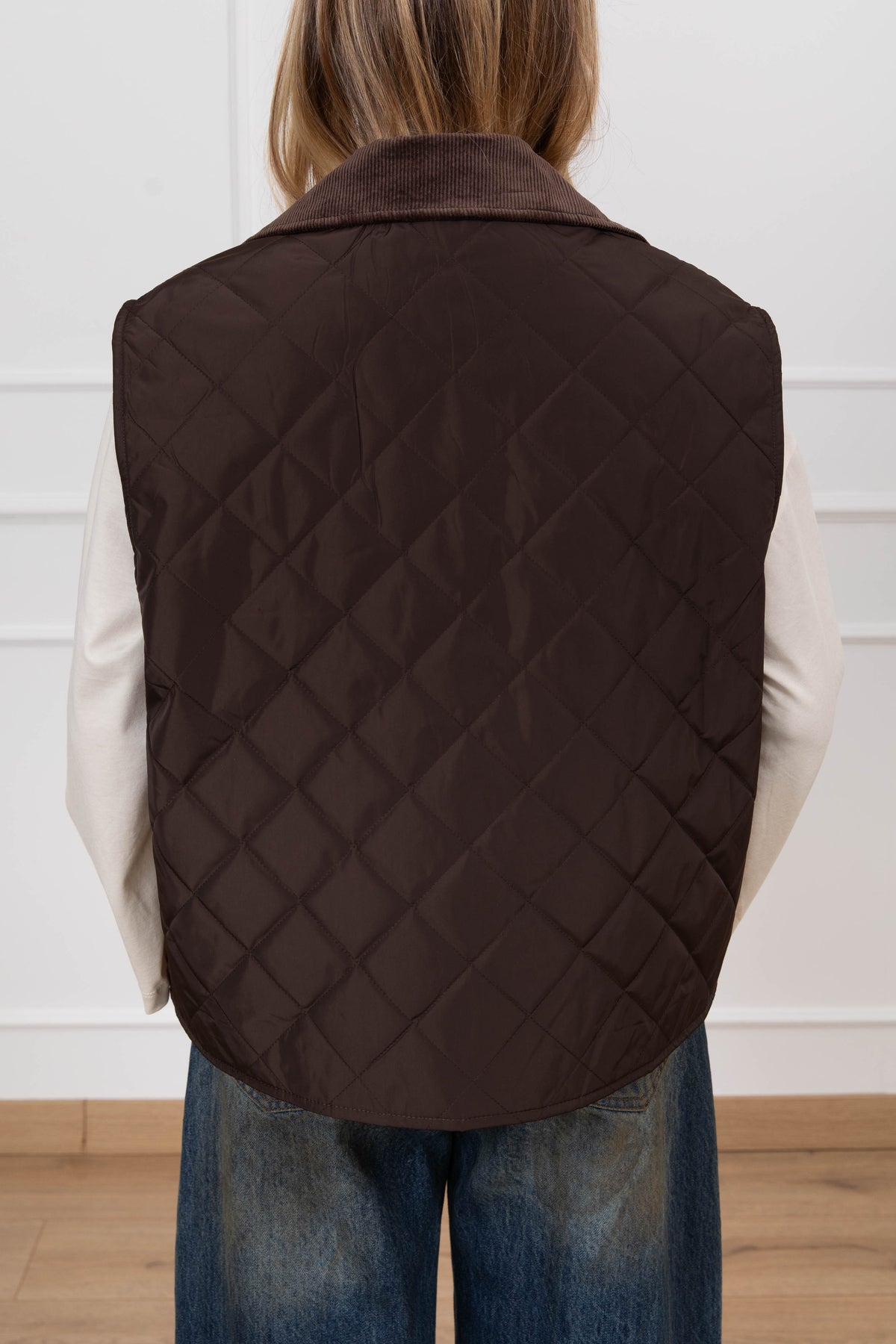 Gilet trapuntato con inserti velluto variante moro Tensione IN