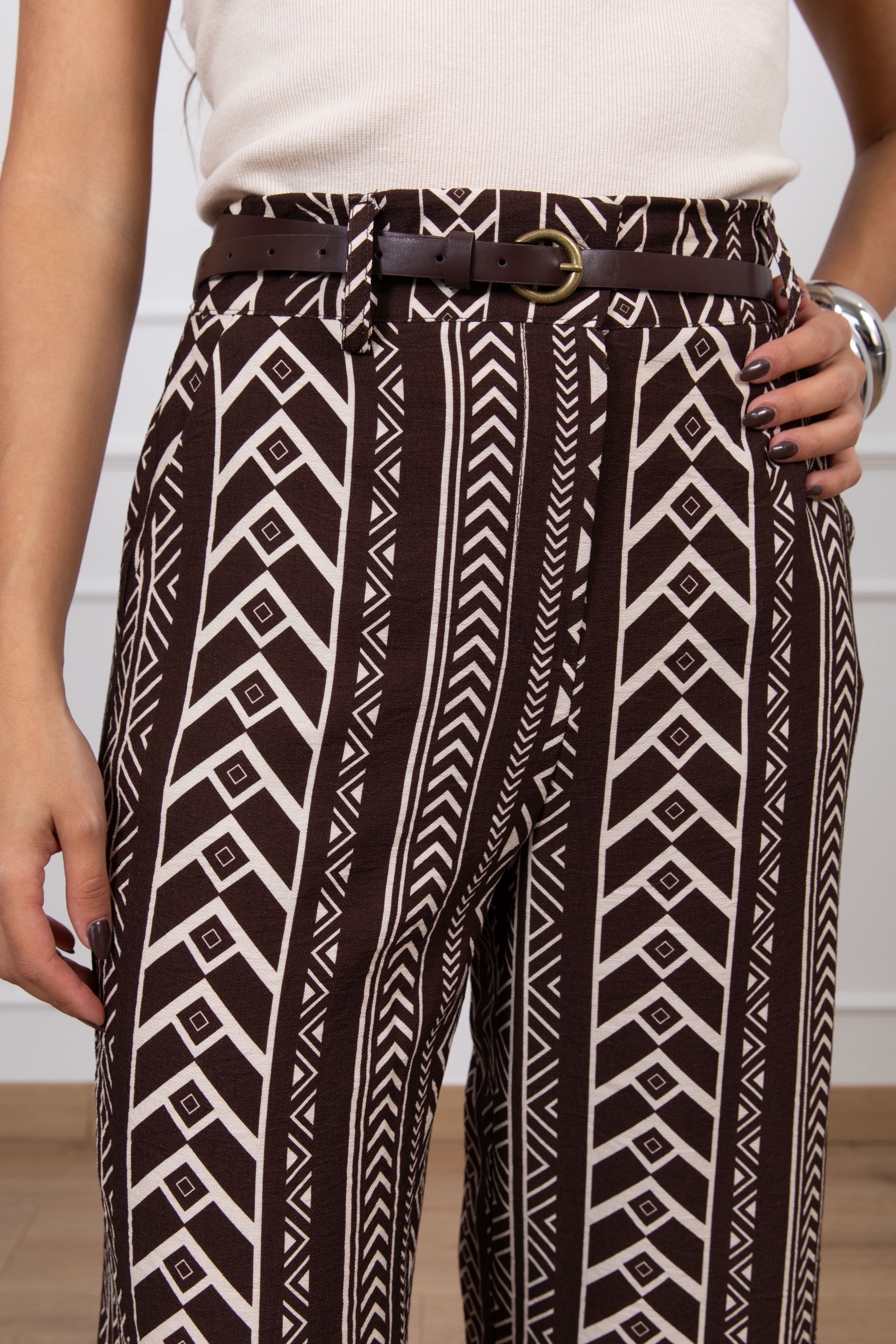 Pantalone gamba dritta stampa etnica Haveone