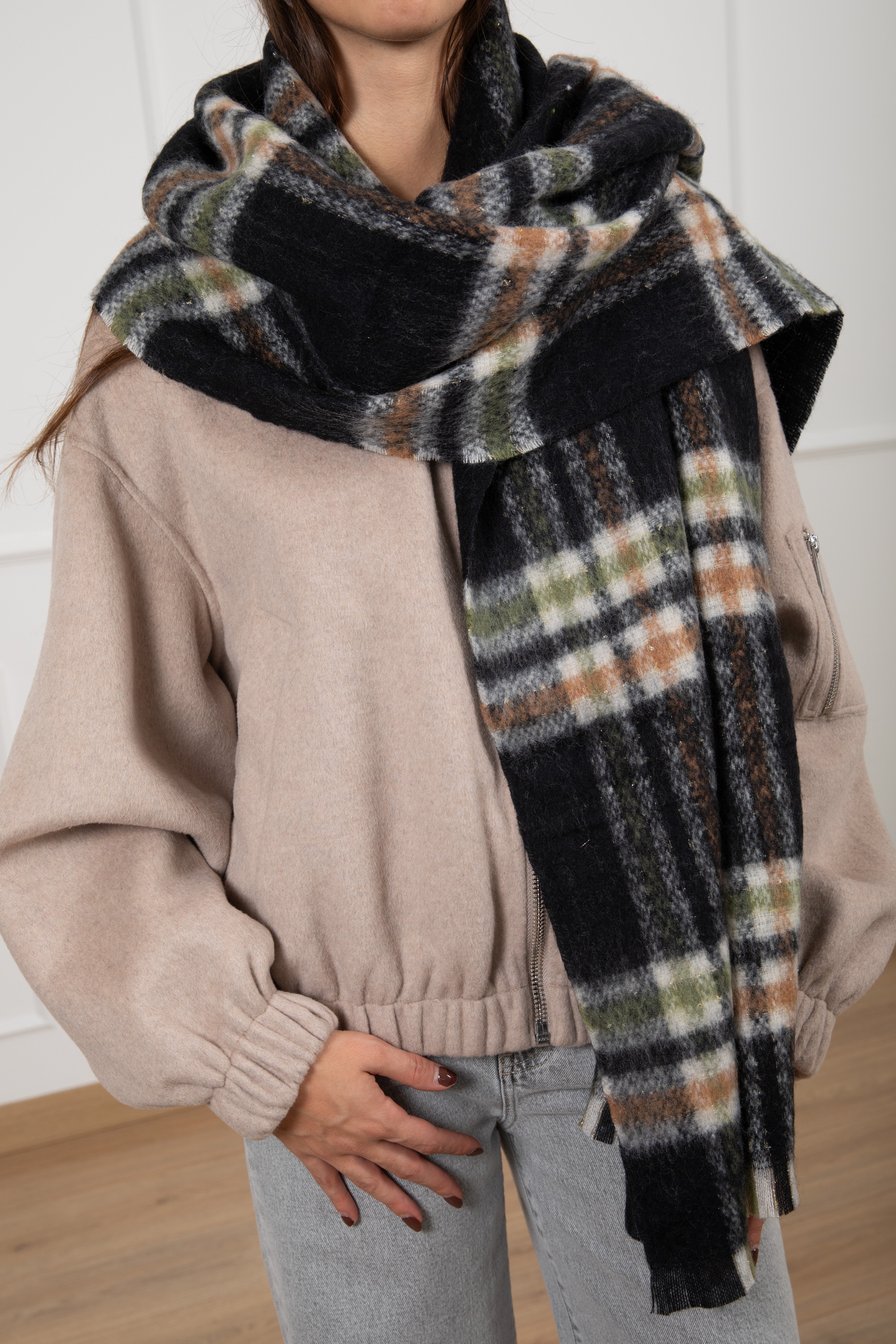 Sciarpa check con filo lurex Susy Mix