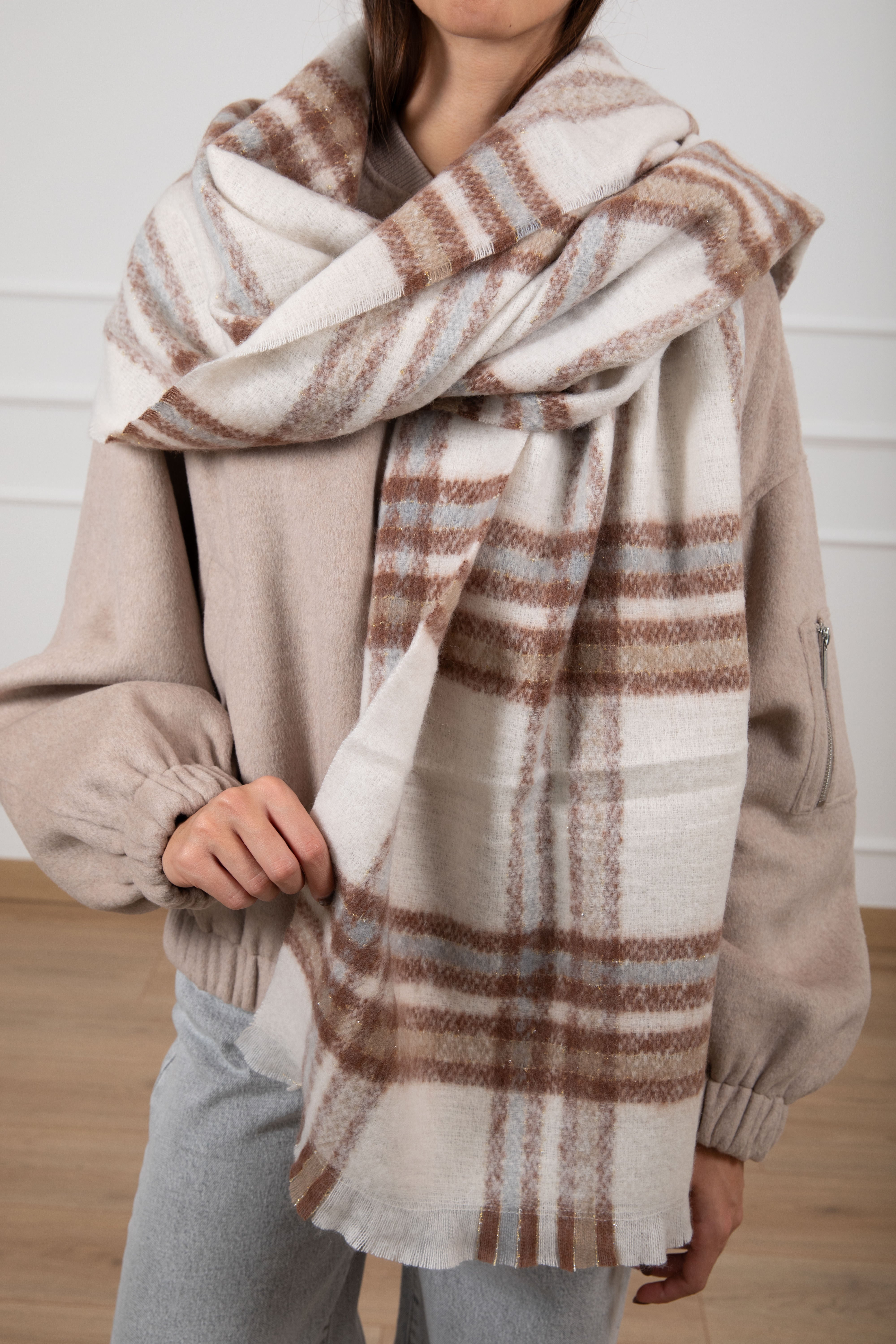 Sciarpa check con filo lurex Susy Mix