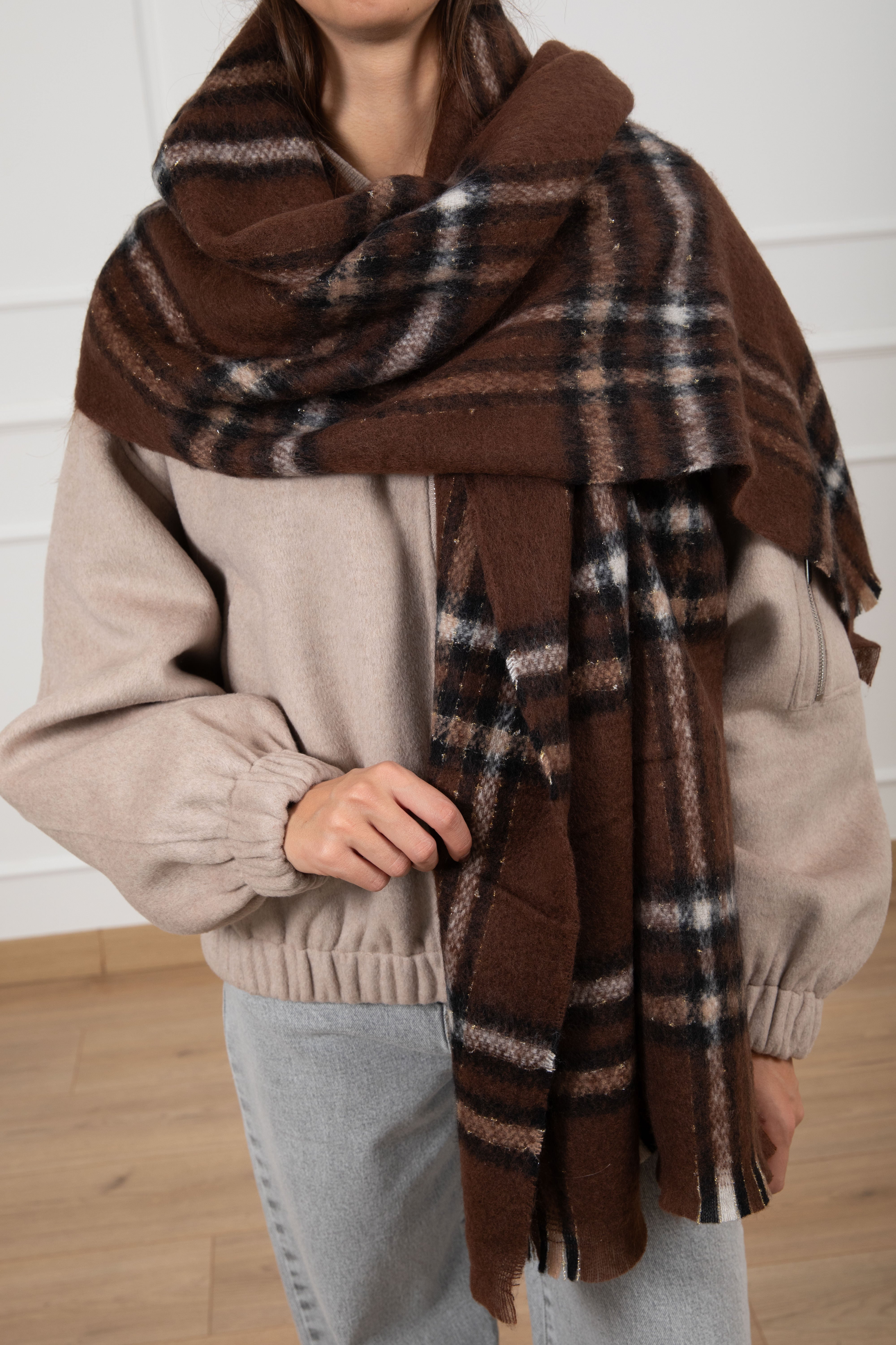 Sciarpa check con filo lurex Susy Mix