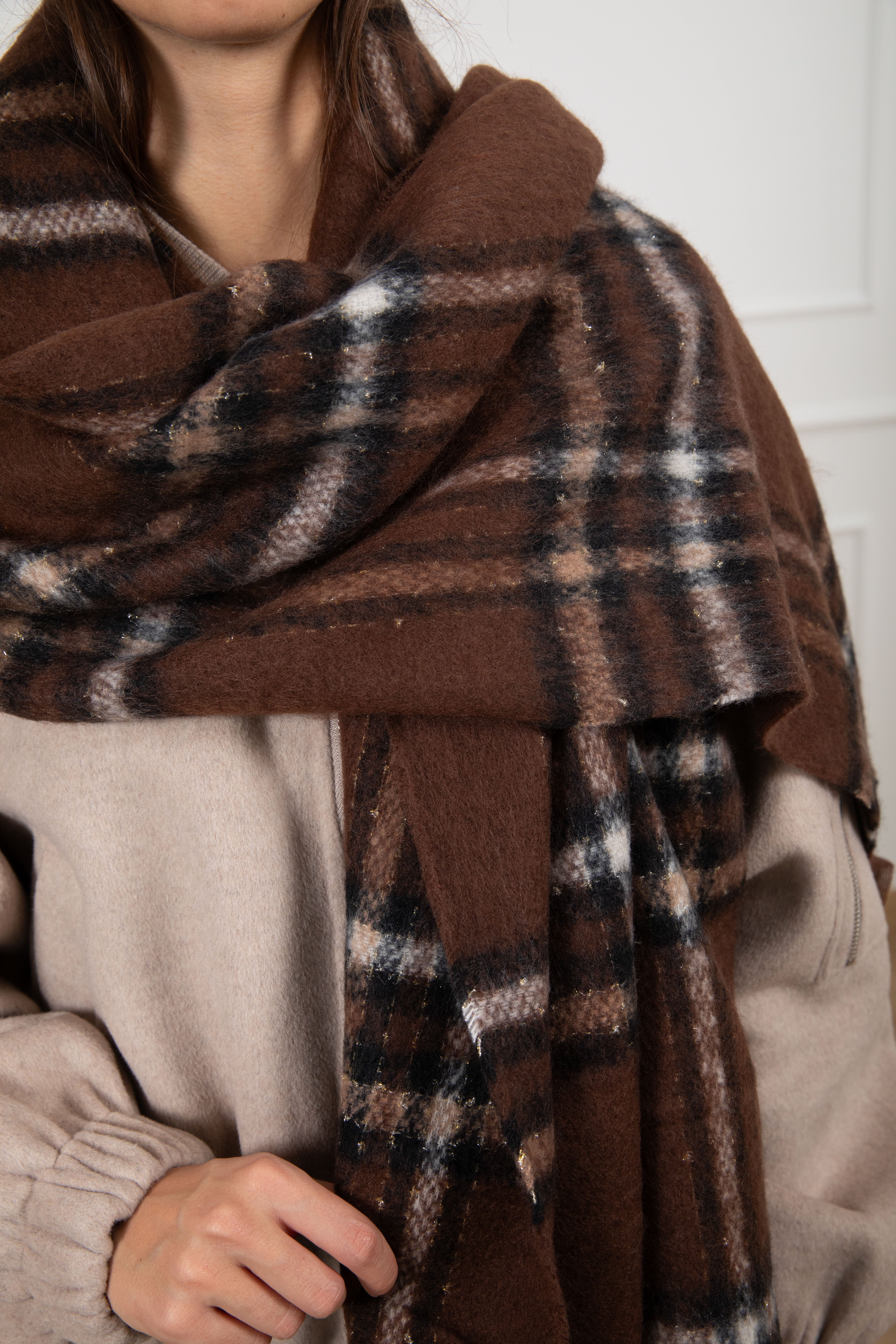 Sciarpa check con filo lurex Susy Mix