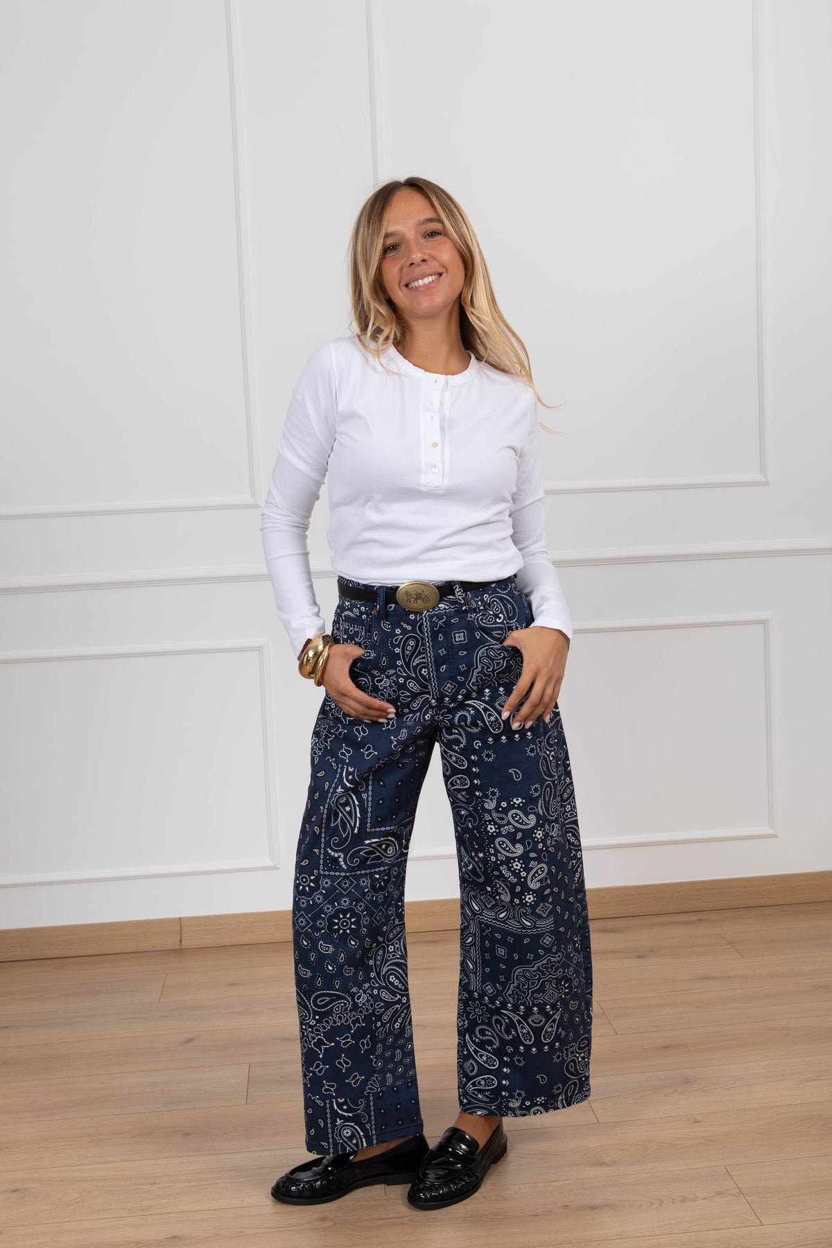 Pantalone 5 tasche fantasia bandana variante blu Tensione IN