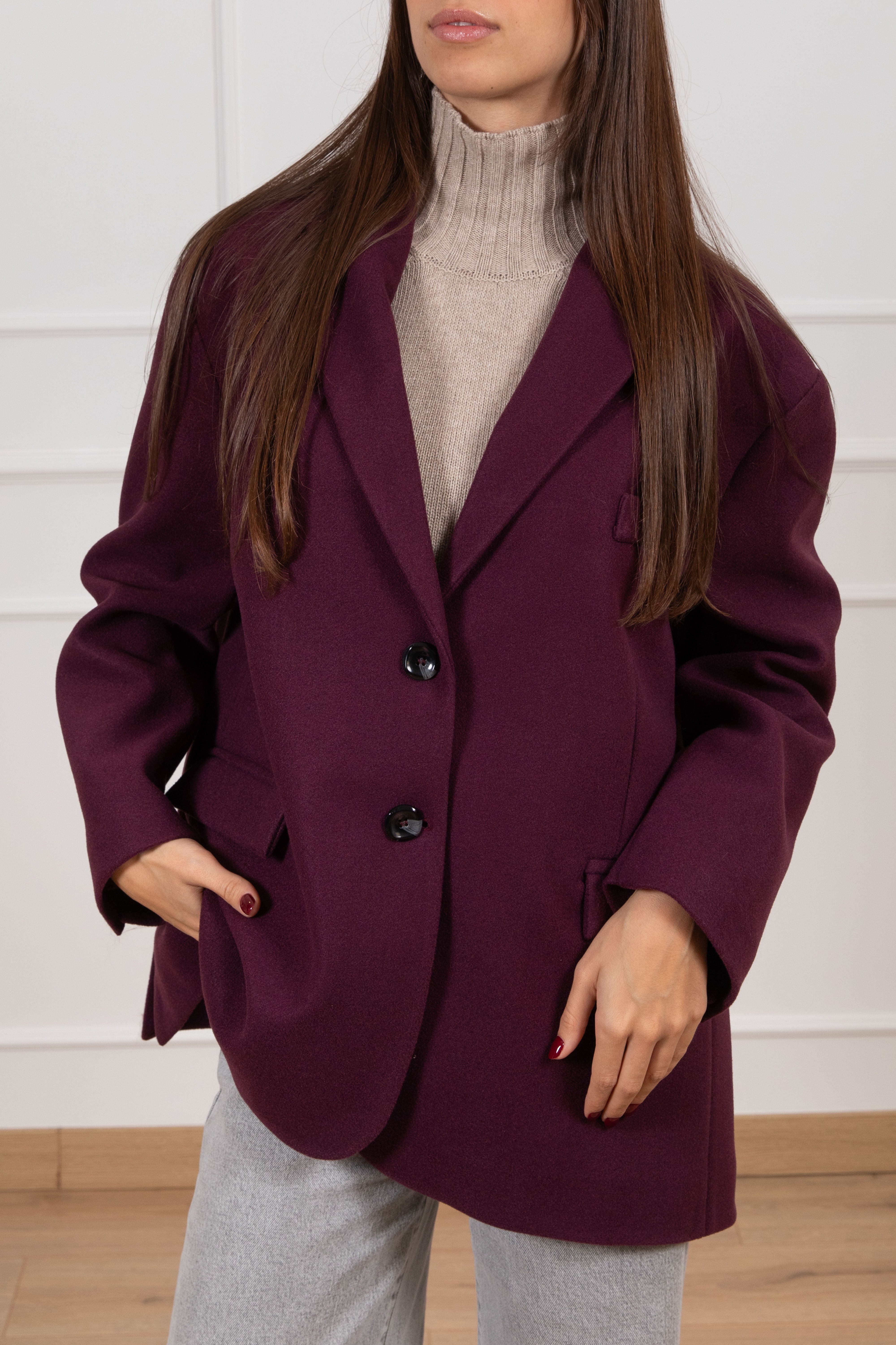 Giacca-cappotto over-size in panno Susy Mix