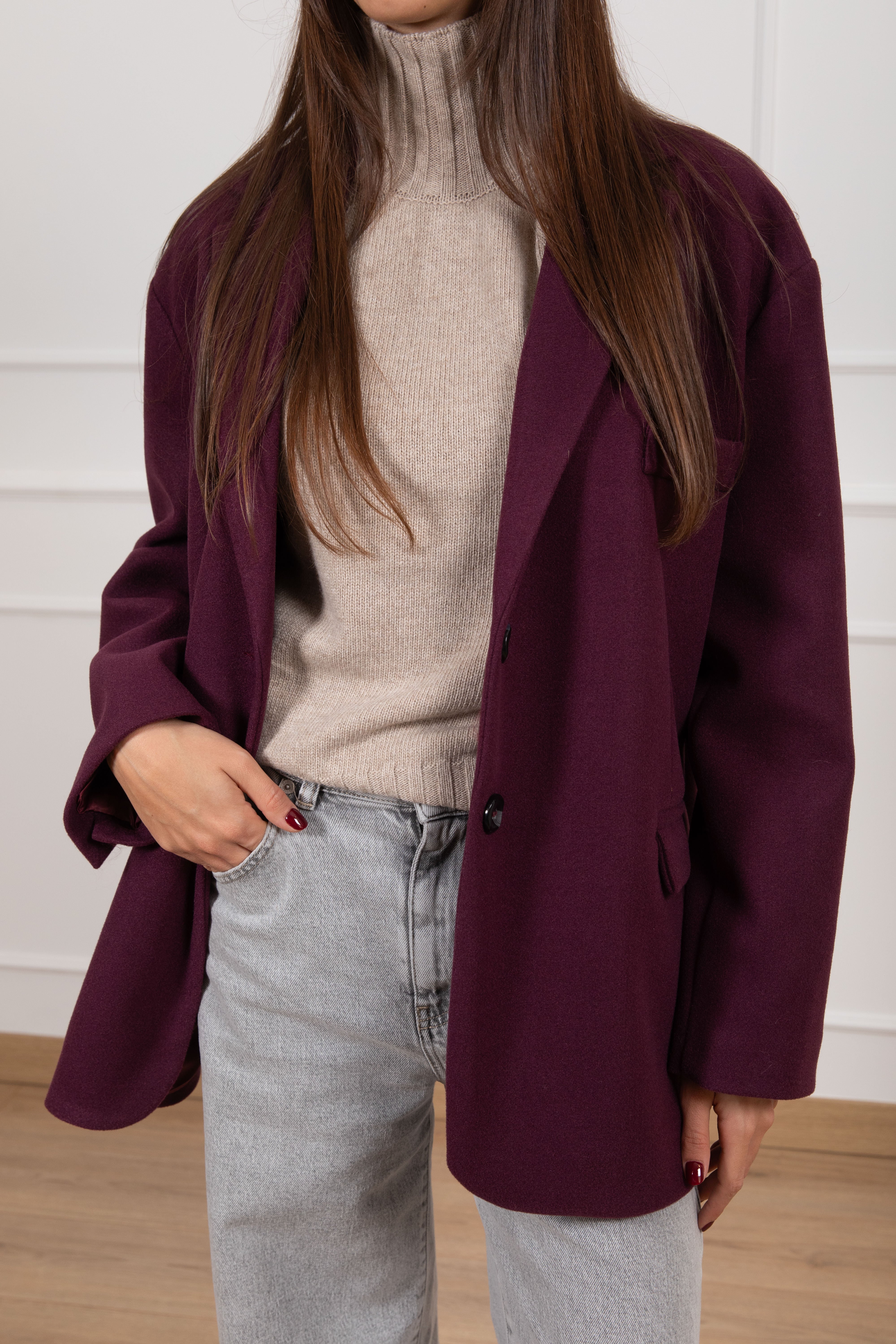 Giacca-cappotto over-size in panno Susy Mix