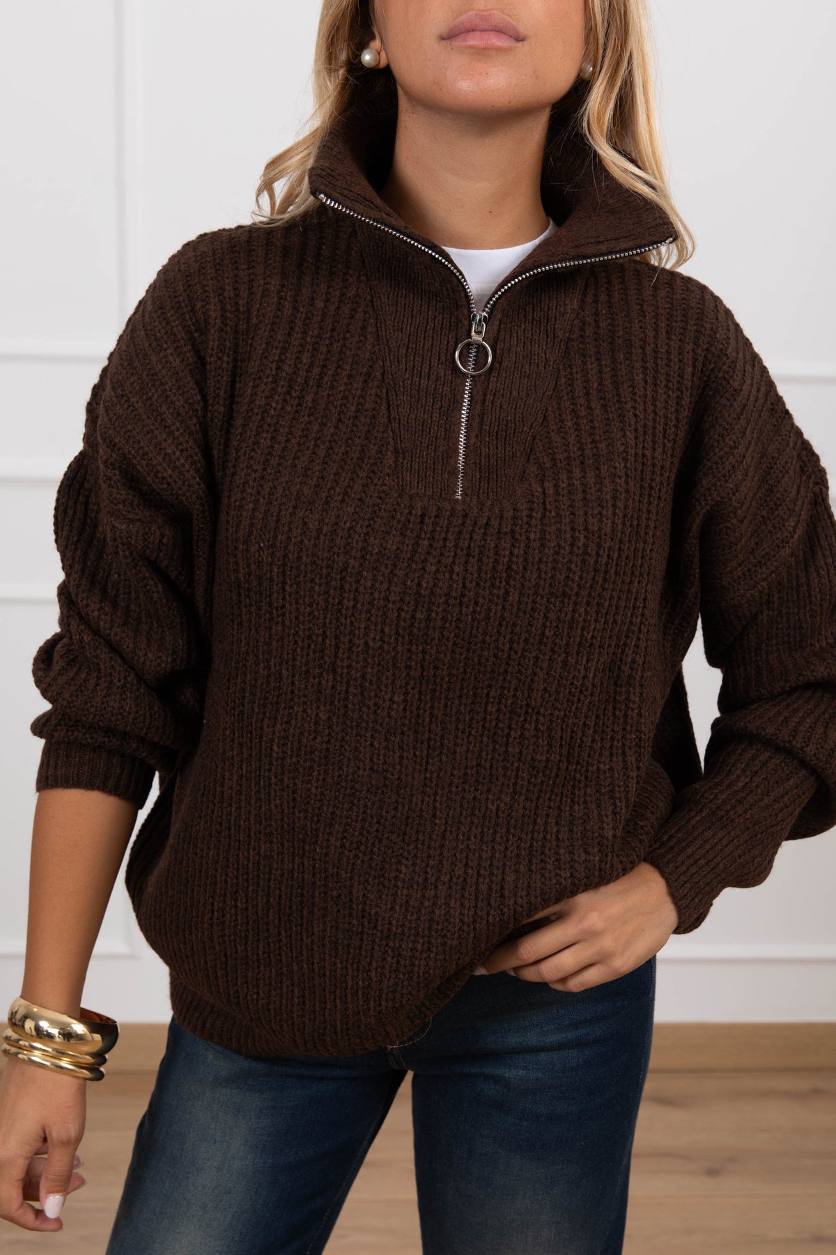 Maglia mezza-zip variante moro Haveone