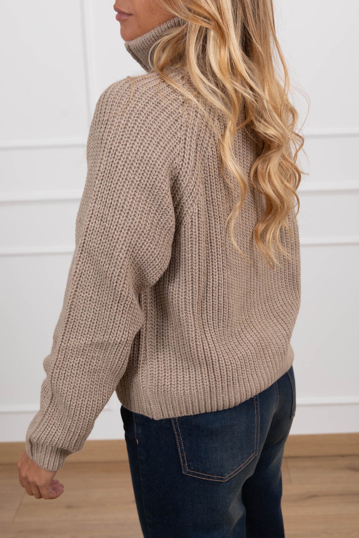 Giacca in maglia con zip variante beige Haveone