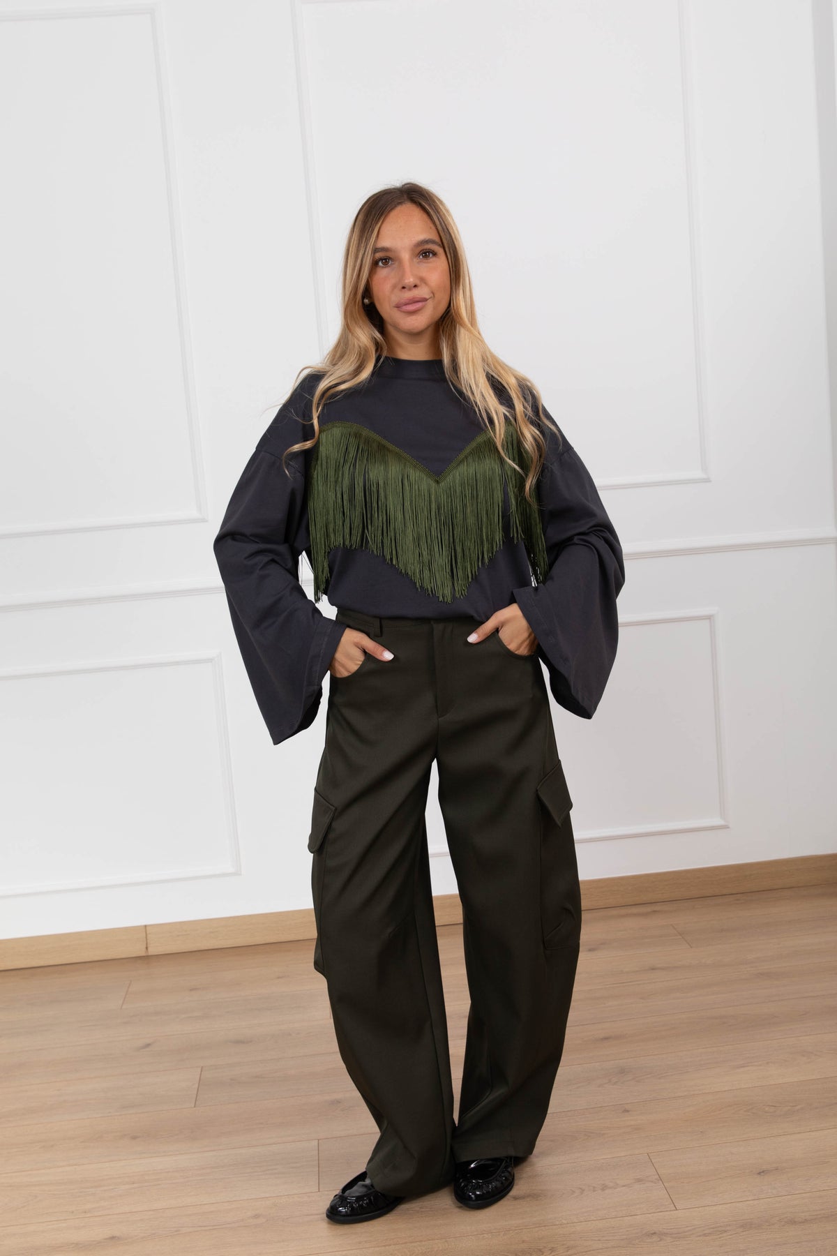 Pantalone barrel-fit cargo variante militare Haveone