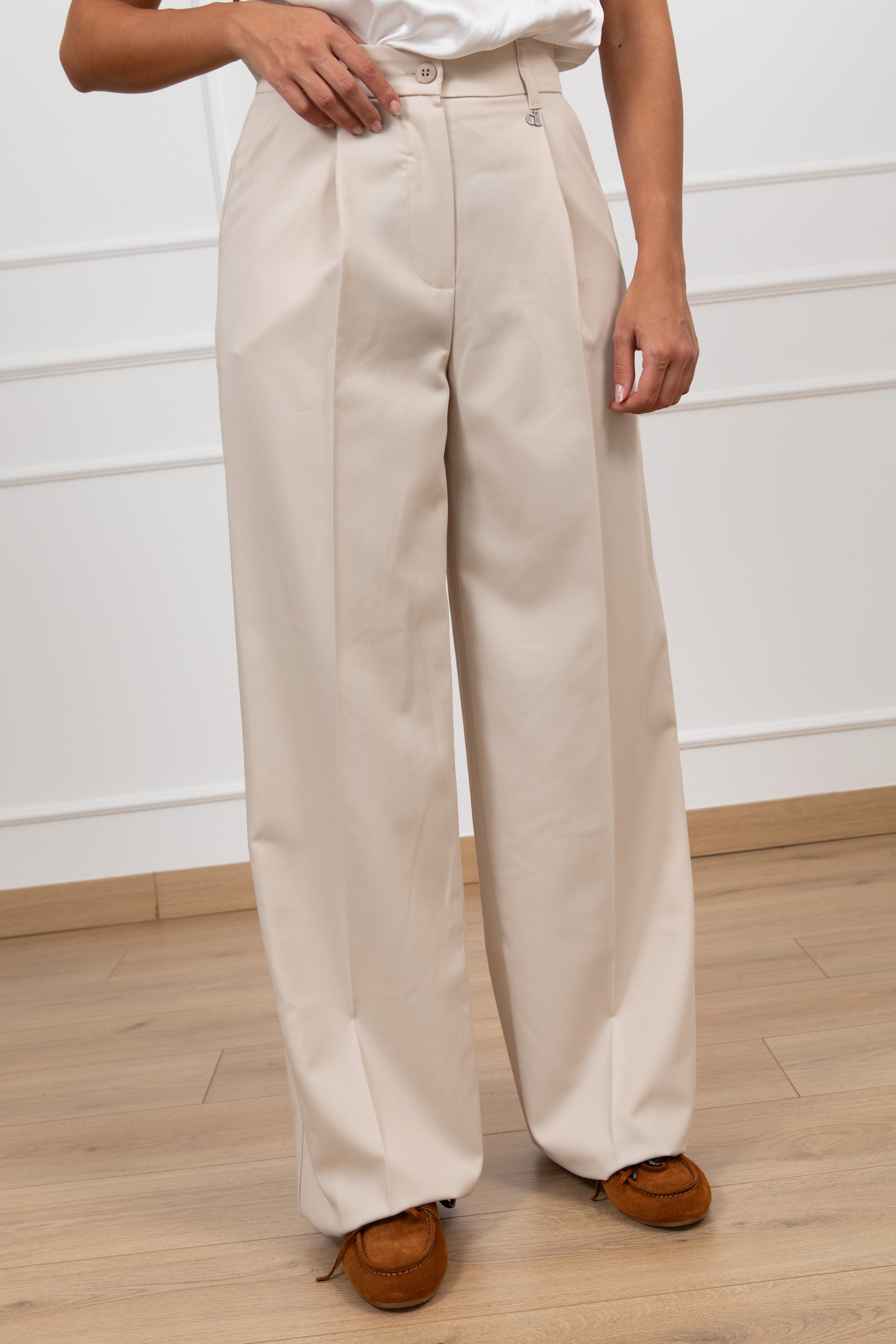 Pantalone in poli-viscosa con pinces Dixie