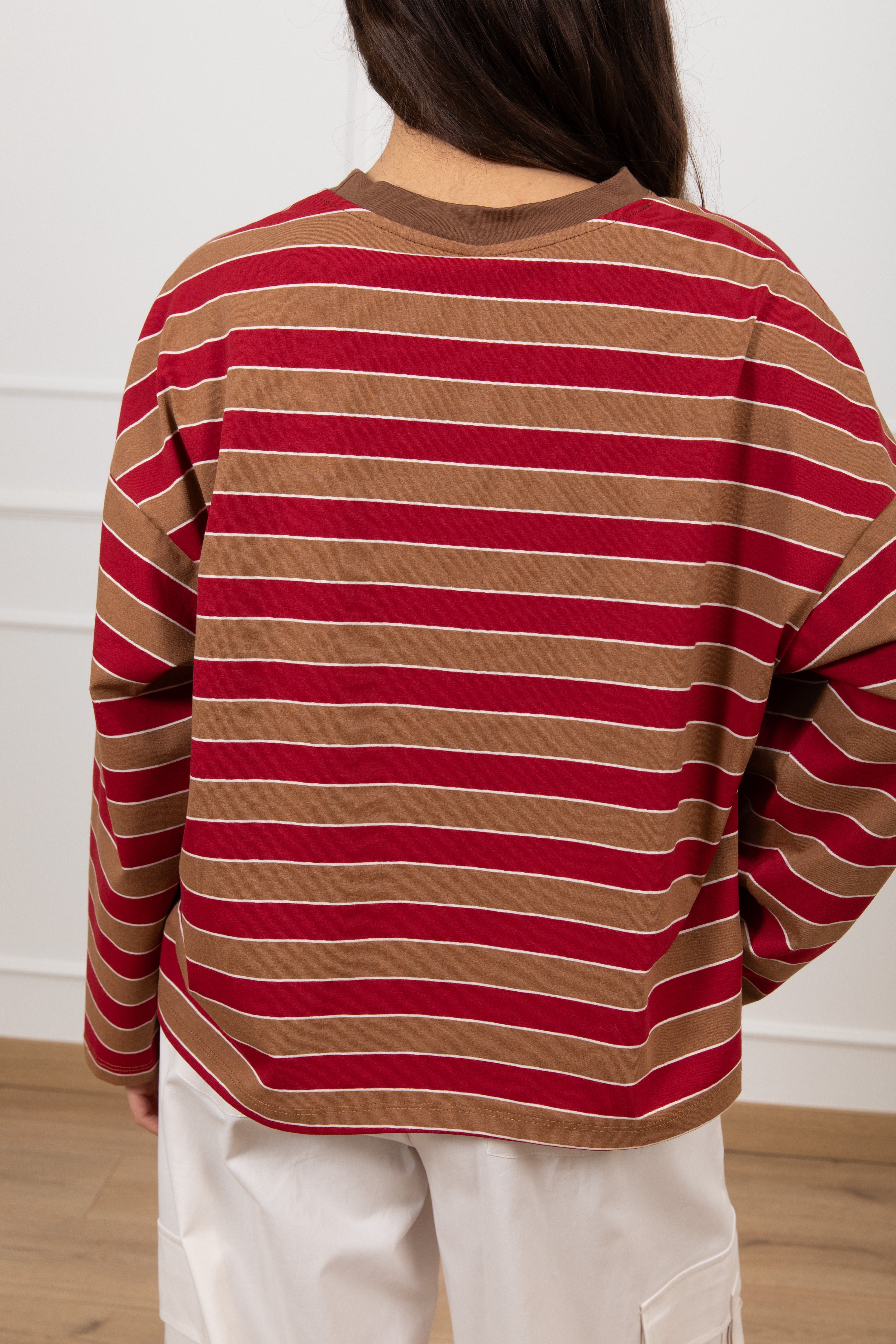 T-shirt manica lunga a righe larghe Tensione IN
