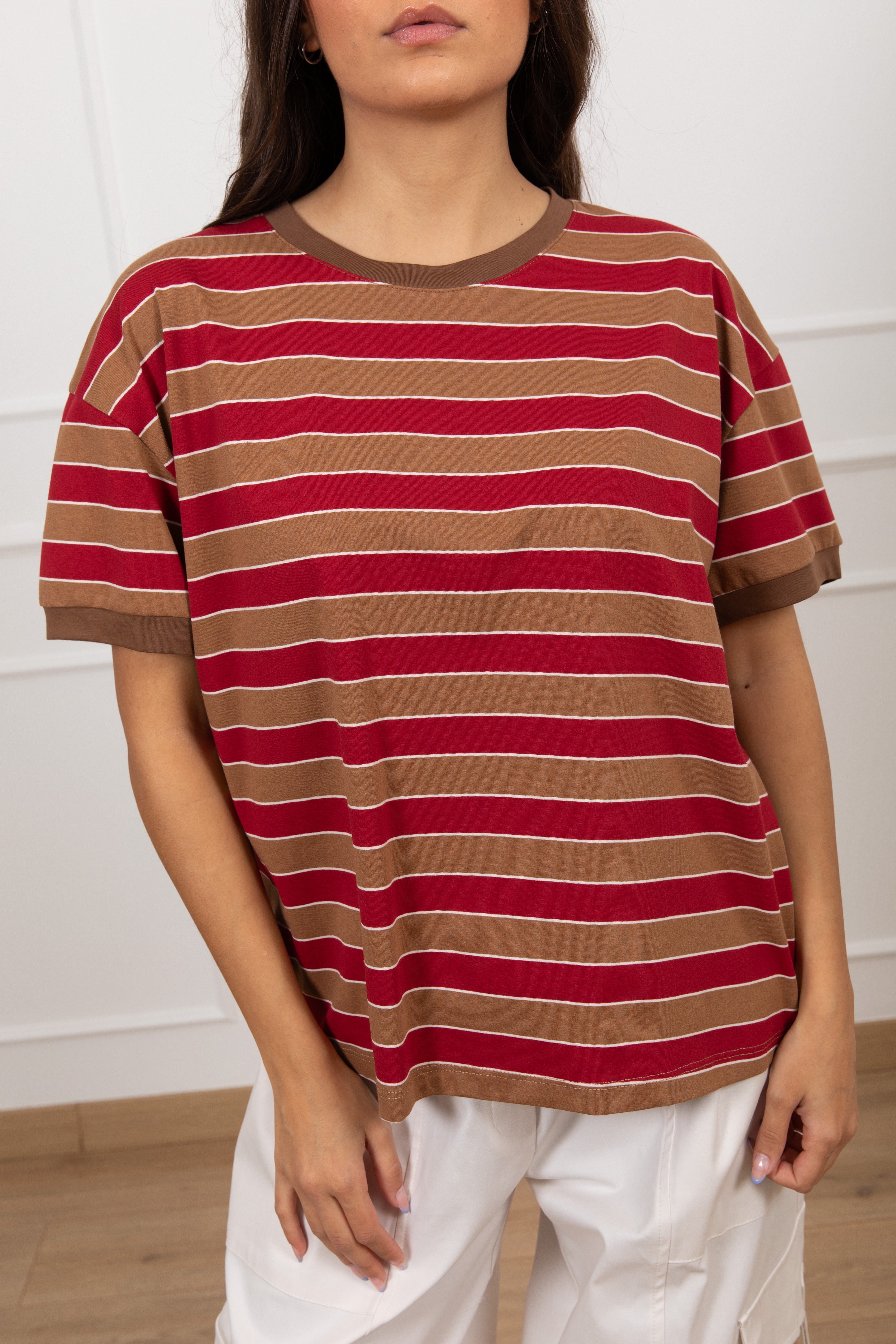 T-shirt manica corta a righe larghe Tensione IN