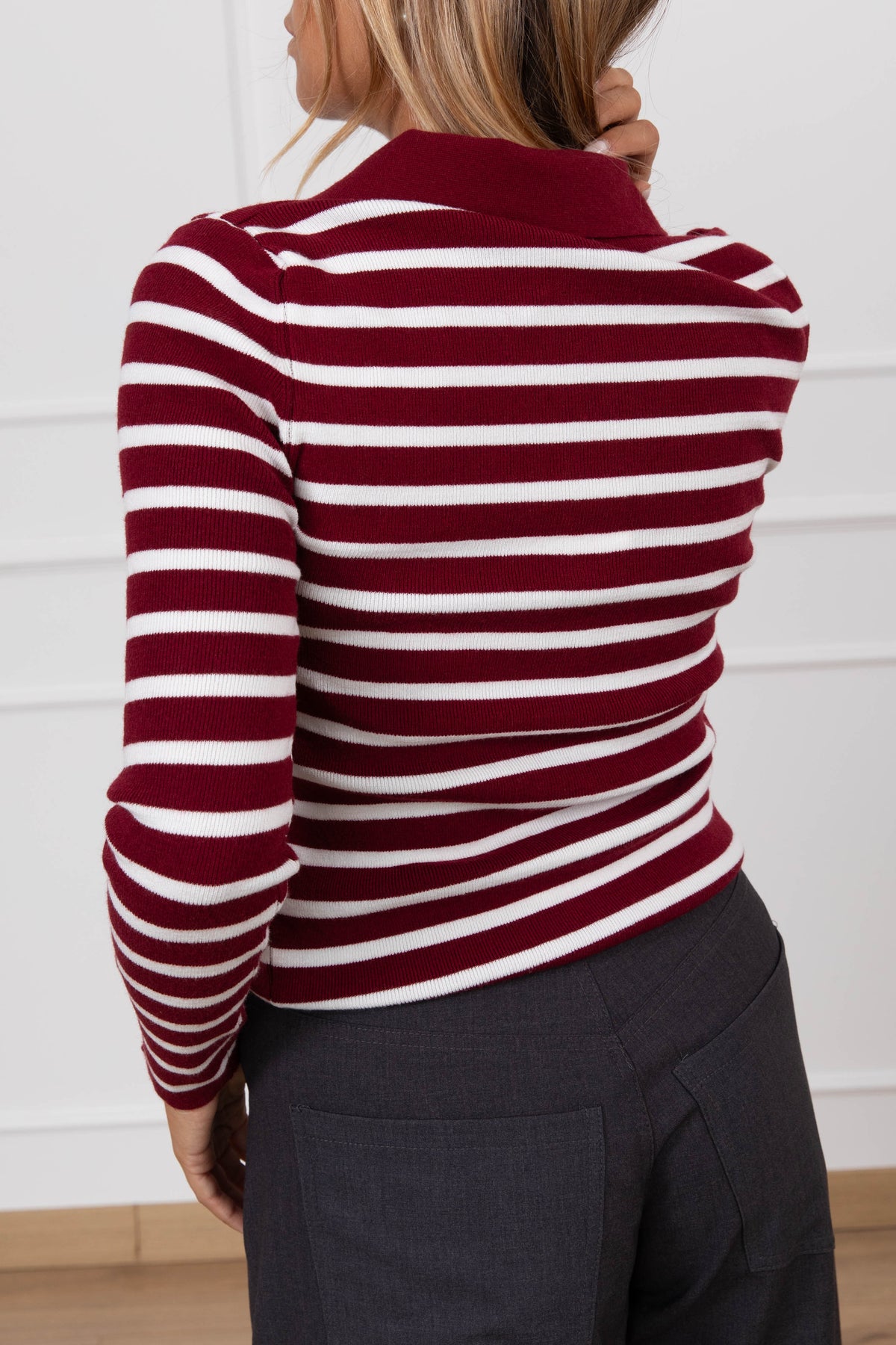 Polo in maglia a righe variante bordeaux Tensione IN