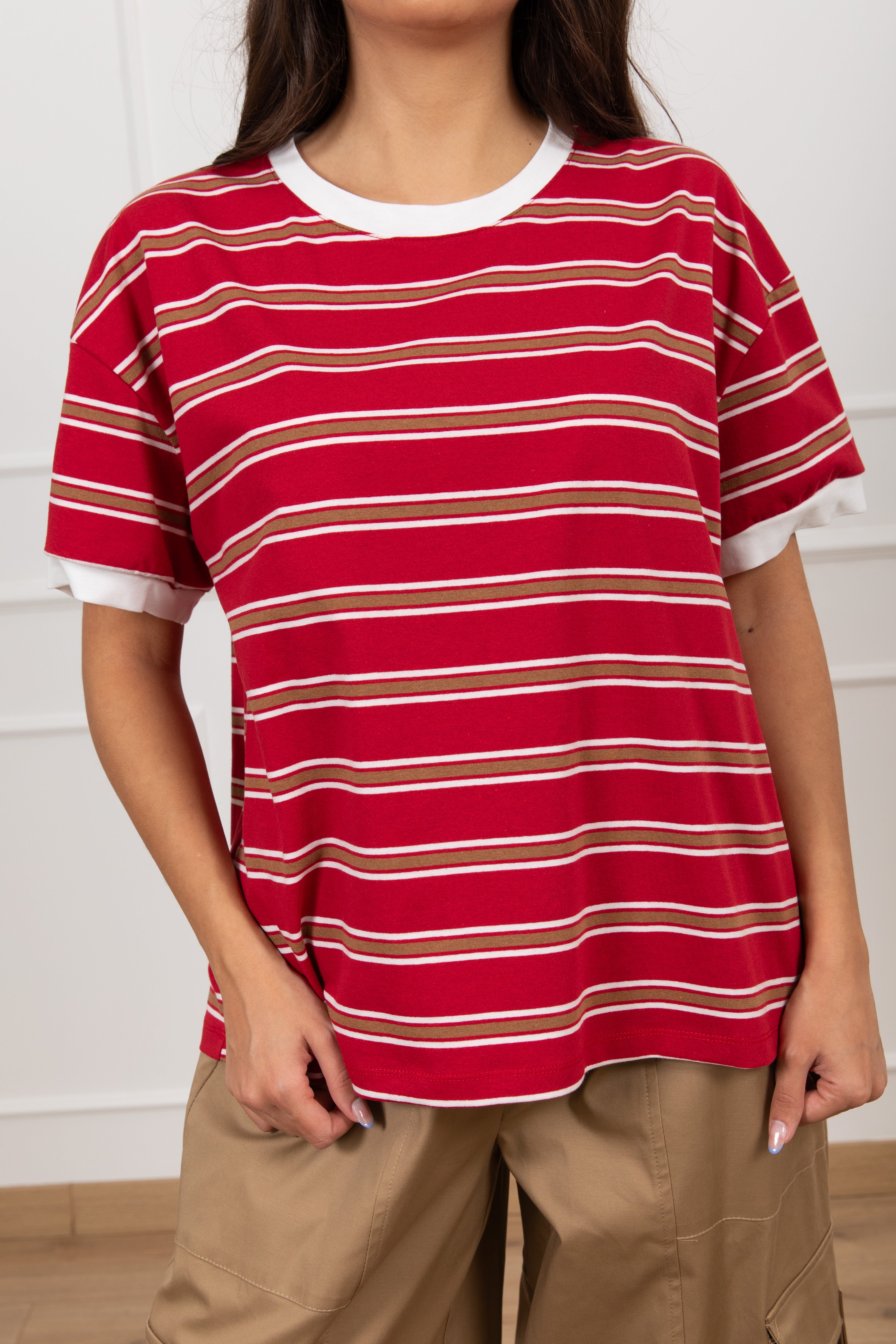 T-shirt manica corta a righe sottili Tensione IN
