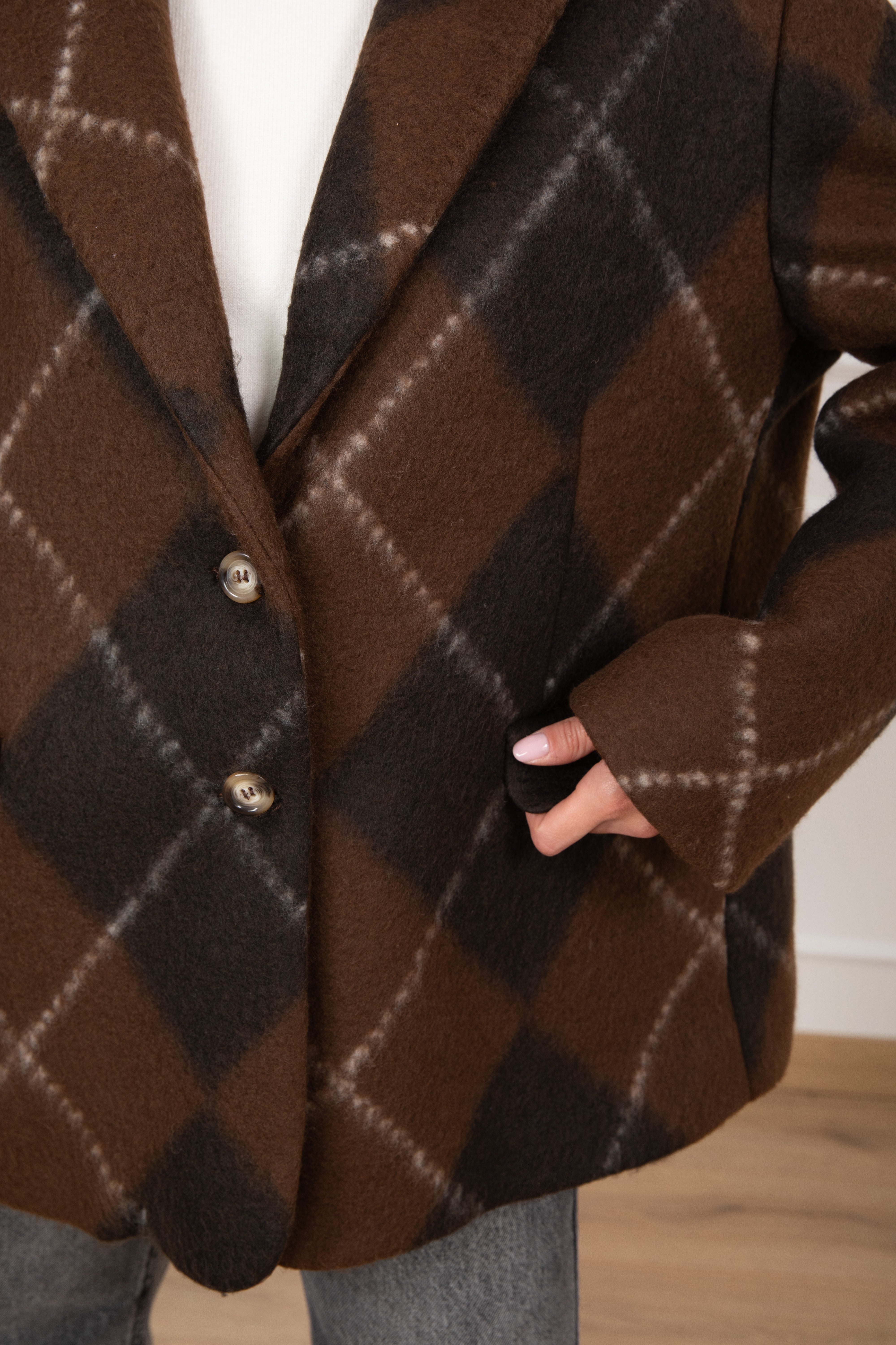 Giacca-cappotto over-size motivo rombi Susy Mix