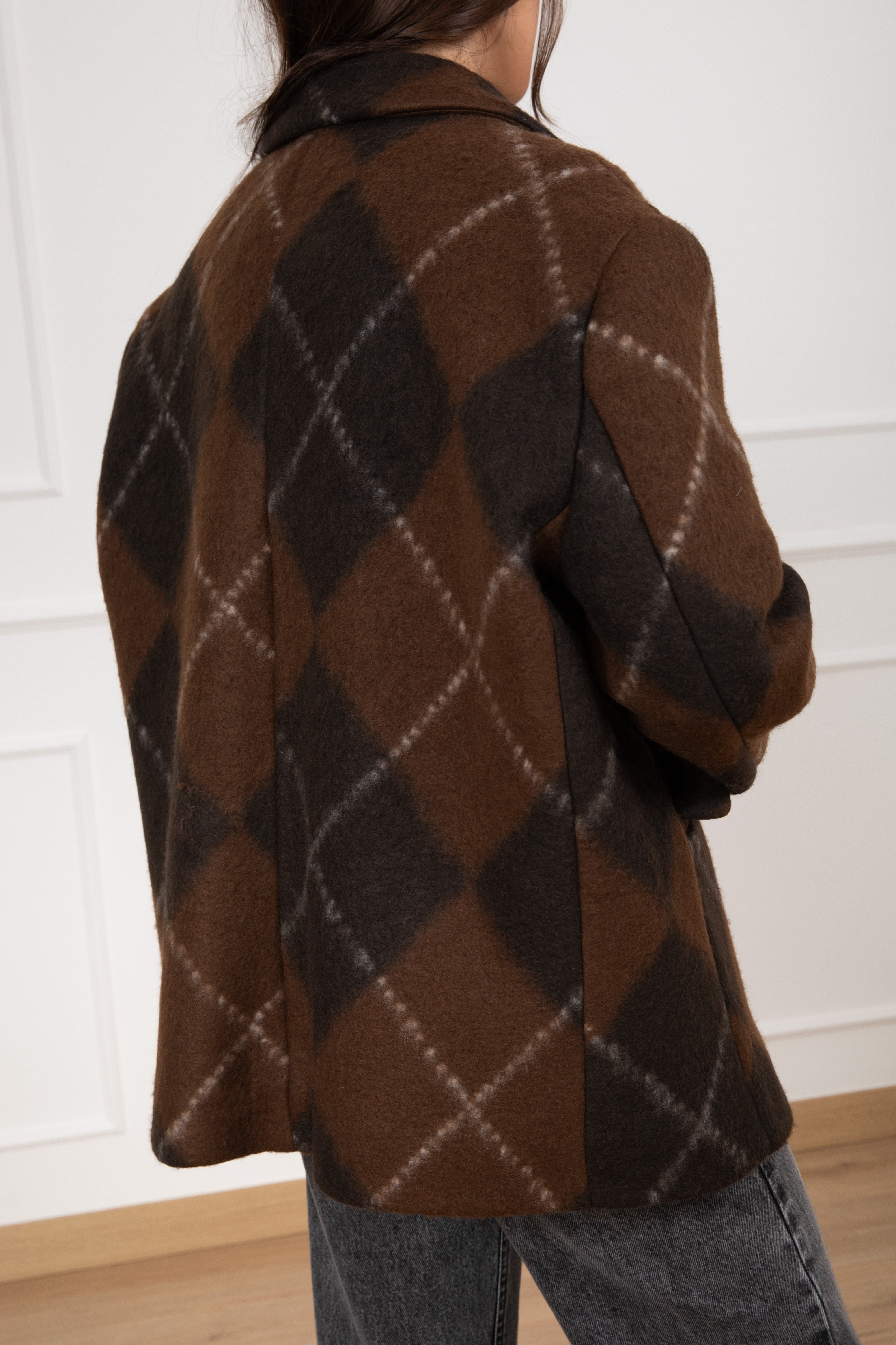 Giacca-cappotto over-size motivo rombi Susy Mix