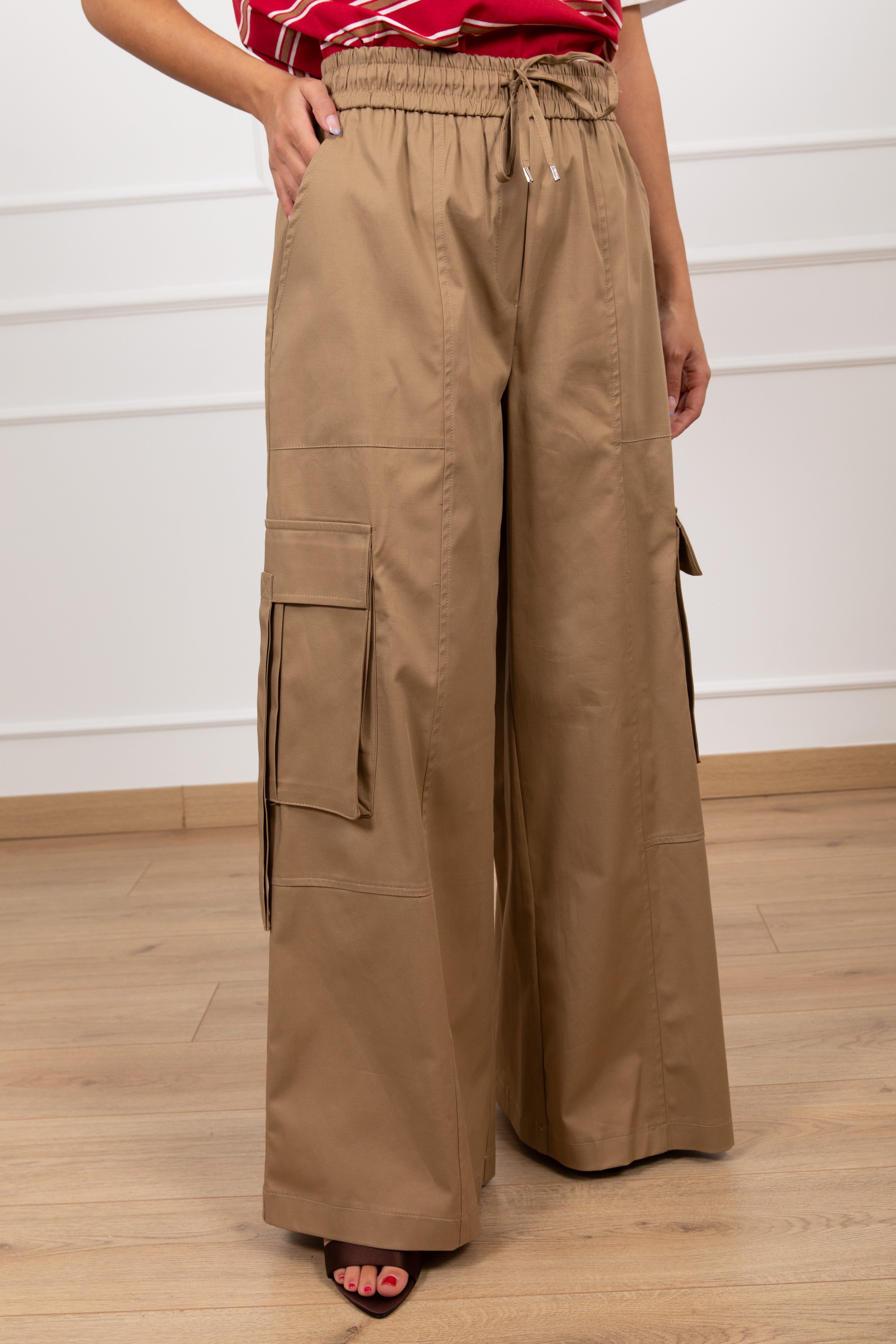 Pantalone cargo in cotone con elastico Tensione IN