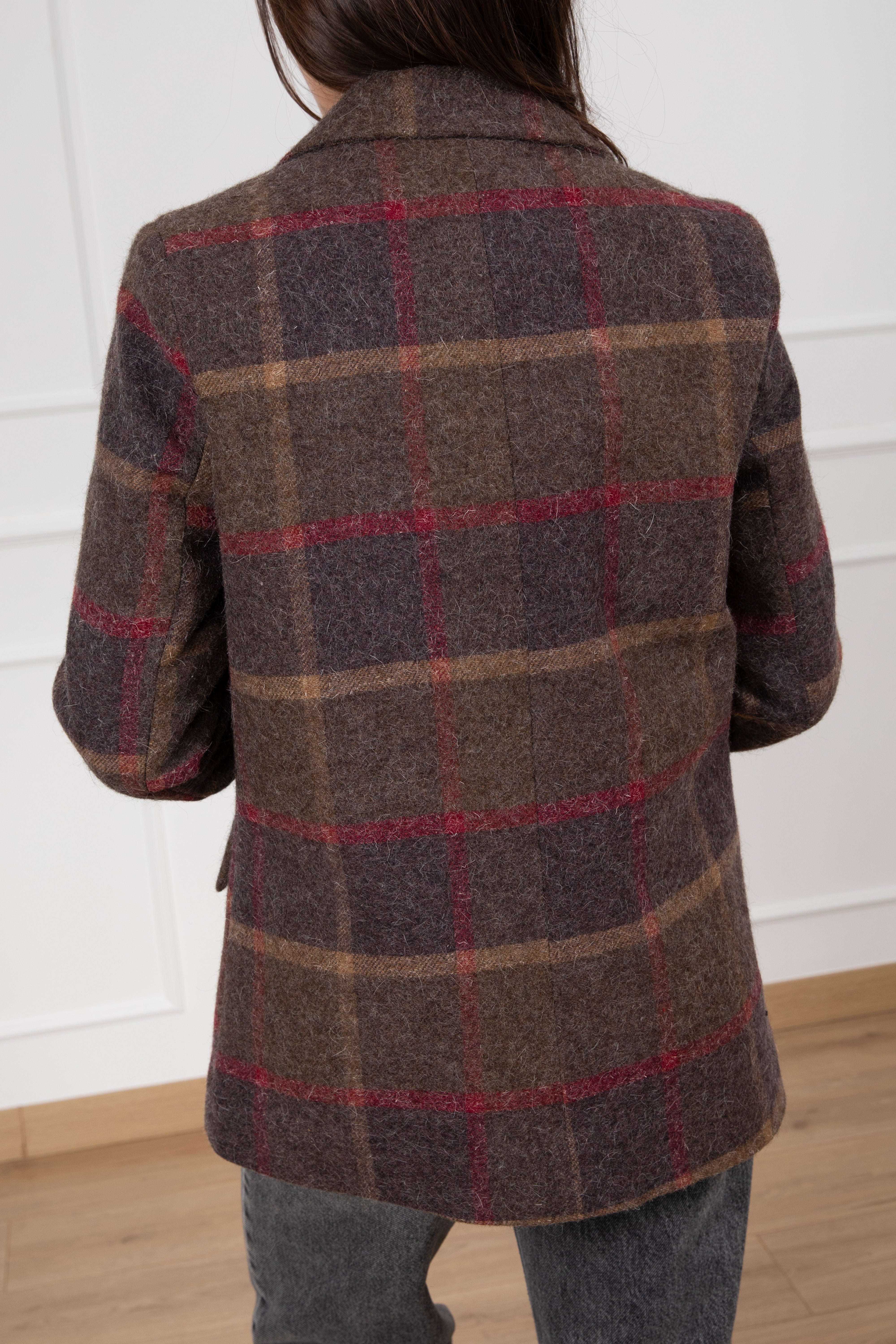 Giacca check in lana con spille Susy Mix