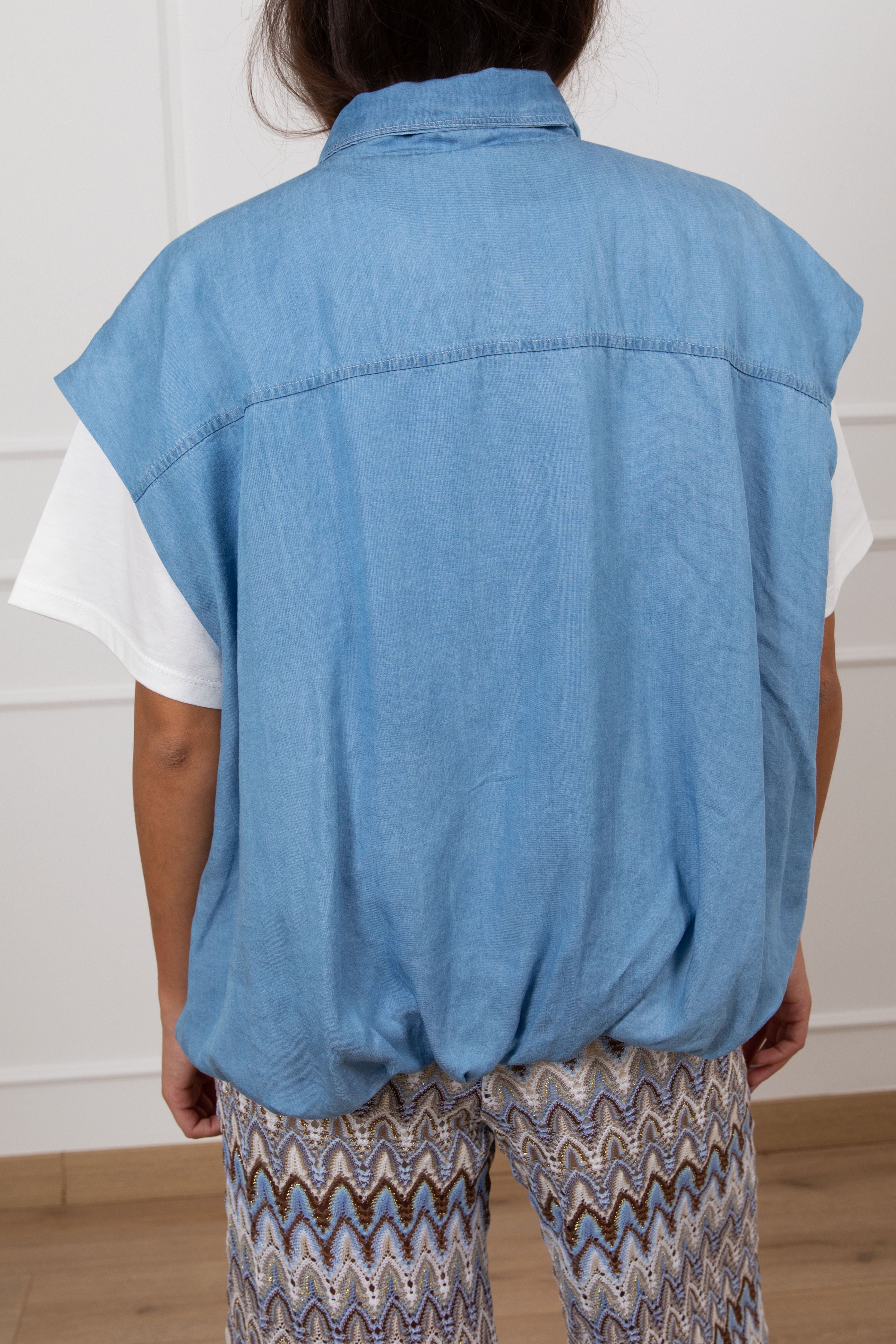 Bomber smanicato in chambrix con tasca paillettes Tensione IN