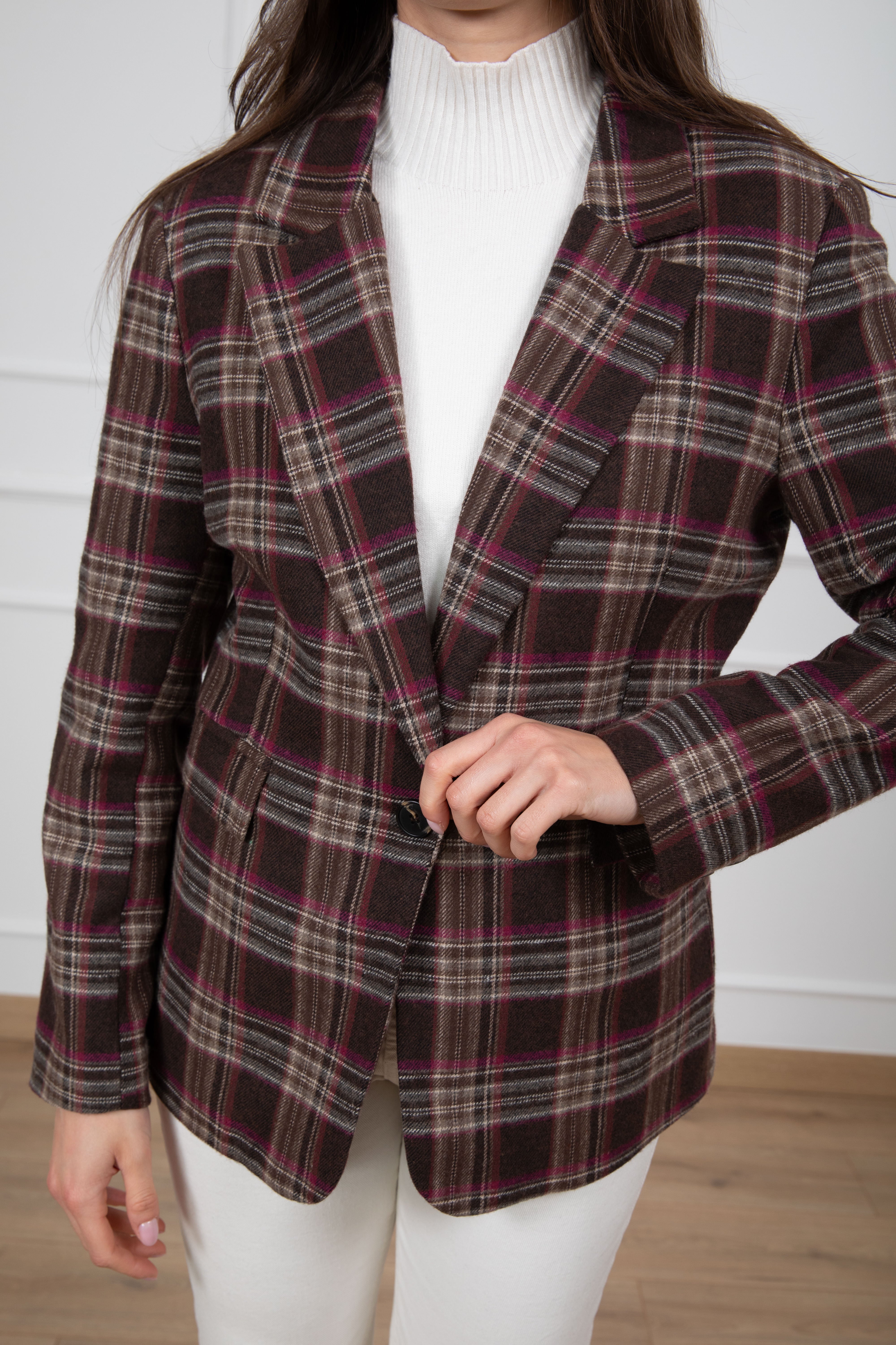 Giacca check fucsia in flanella Tensione IN