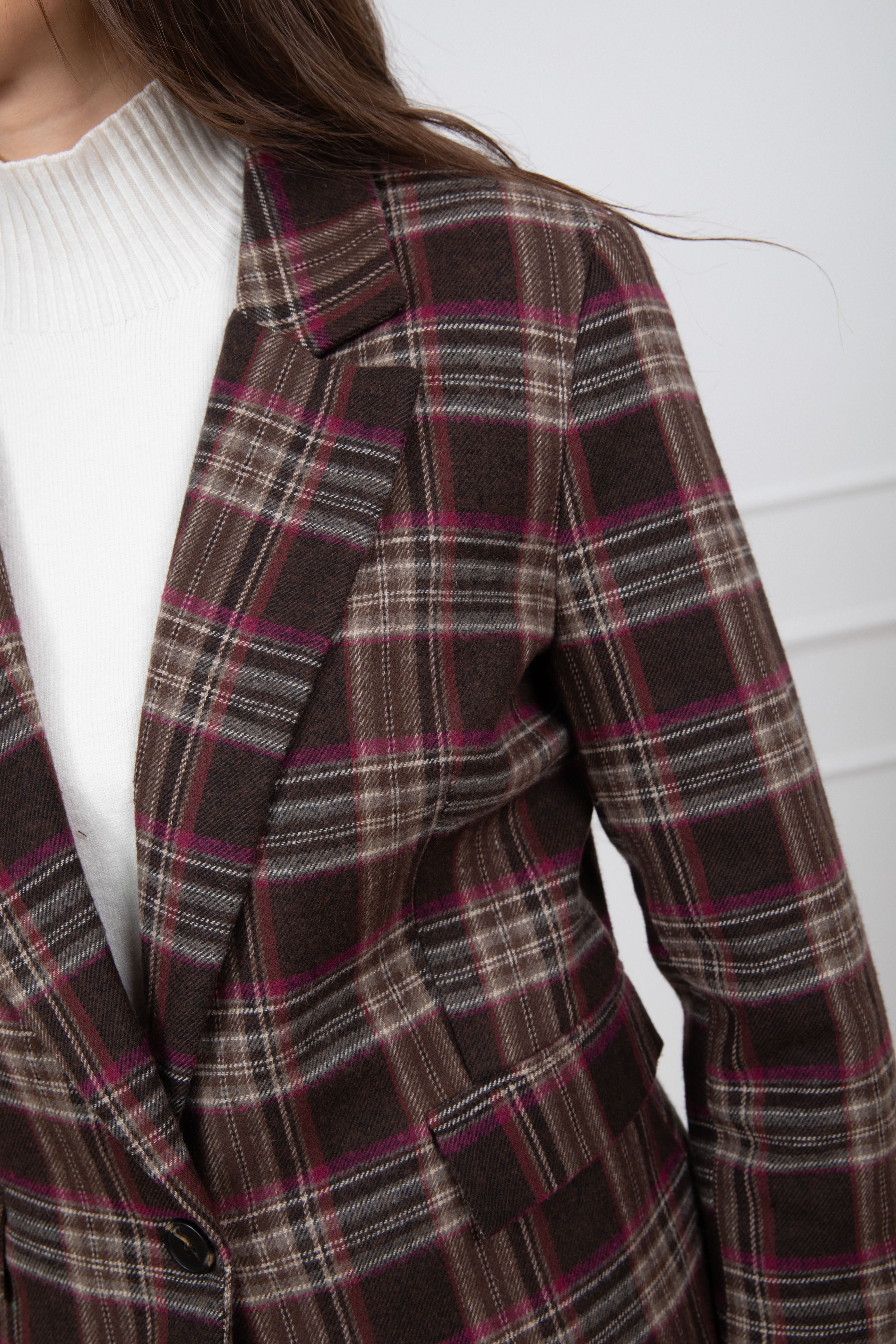 Giacca check fucsia in flanella Tensione IN