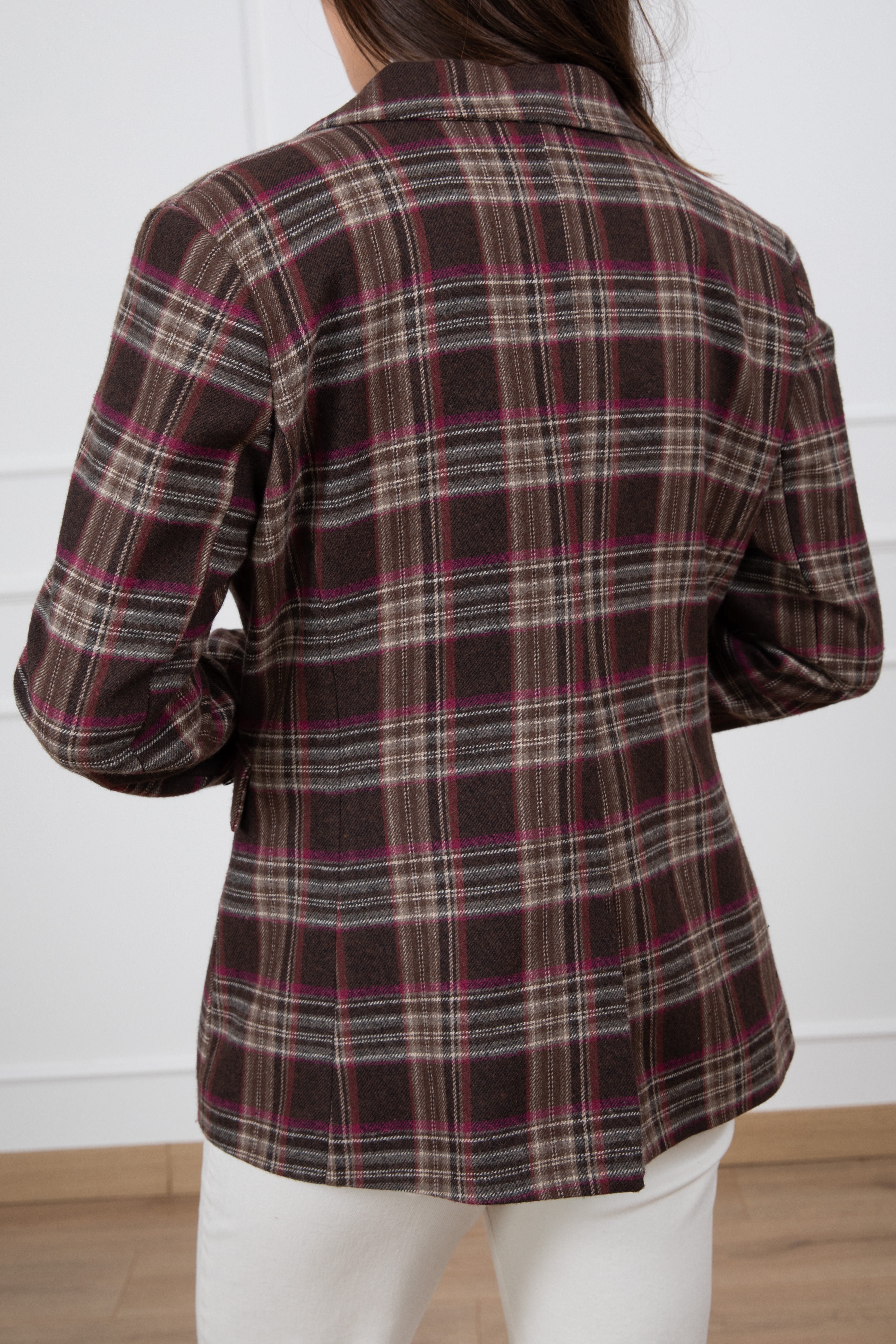Giacca check fucsia in flanella Tensione IN