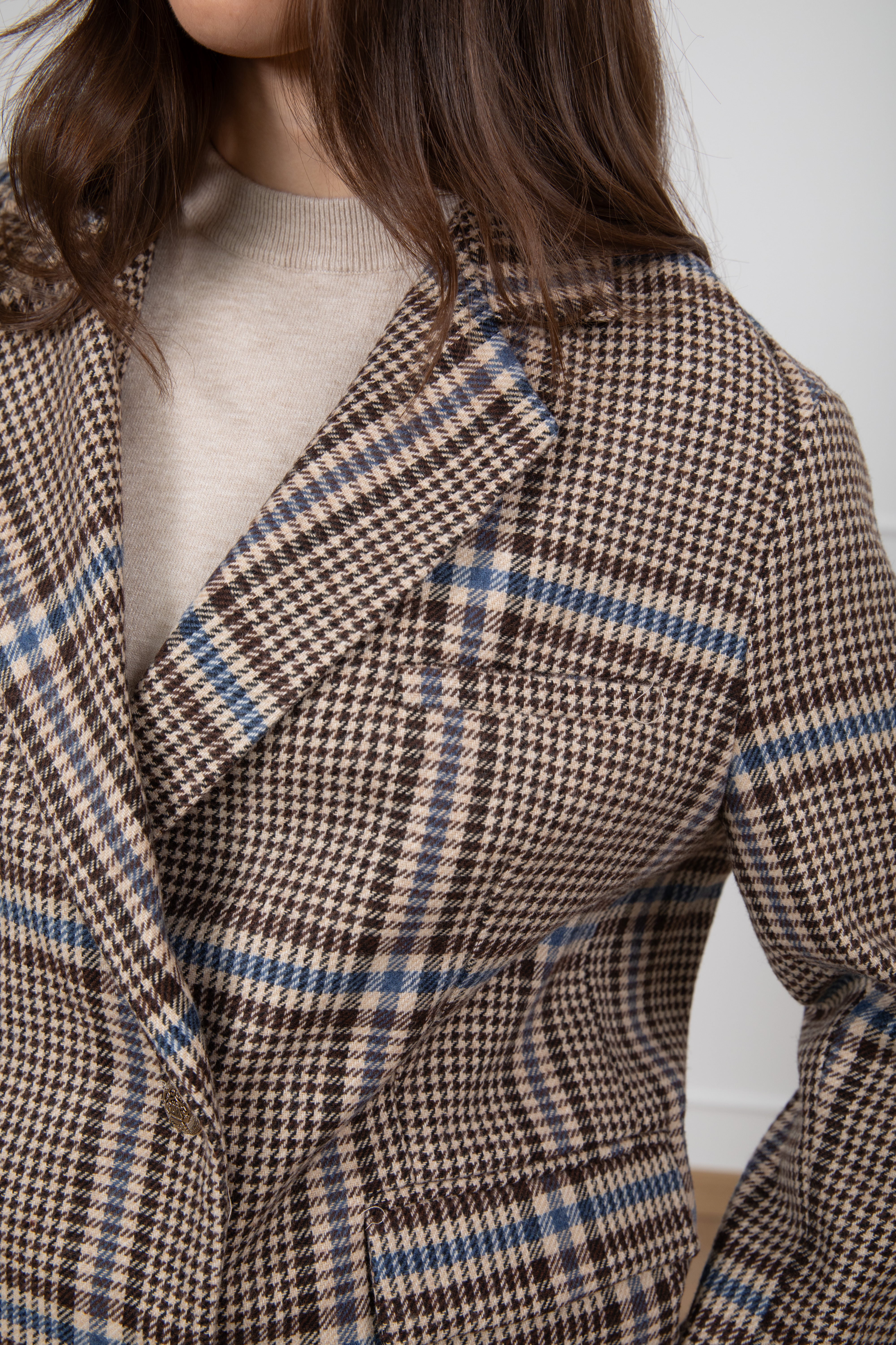 Giacca check azzurro 4 bottoni Tensione IN