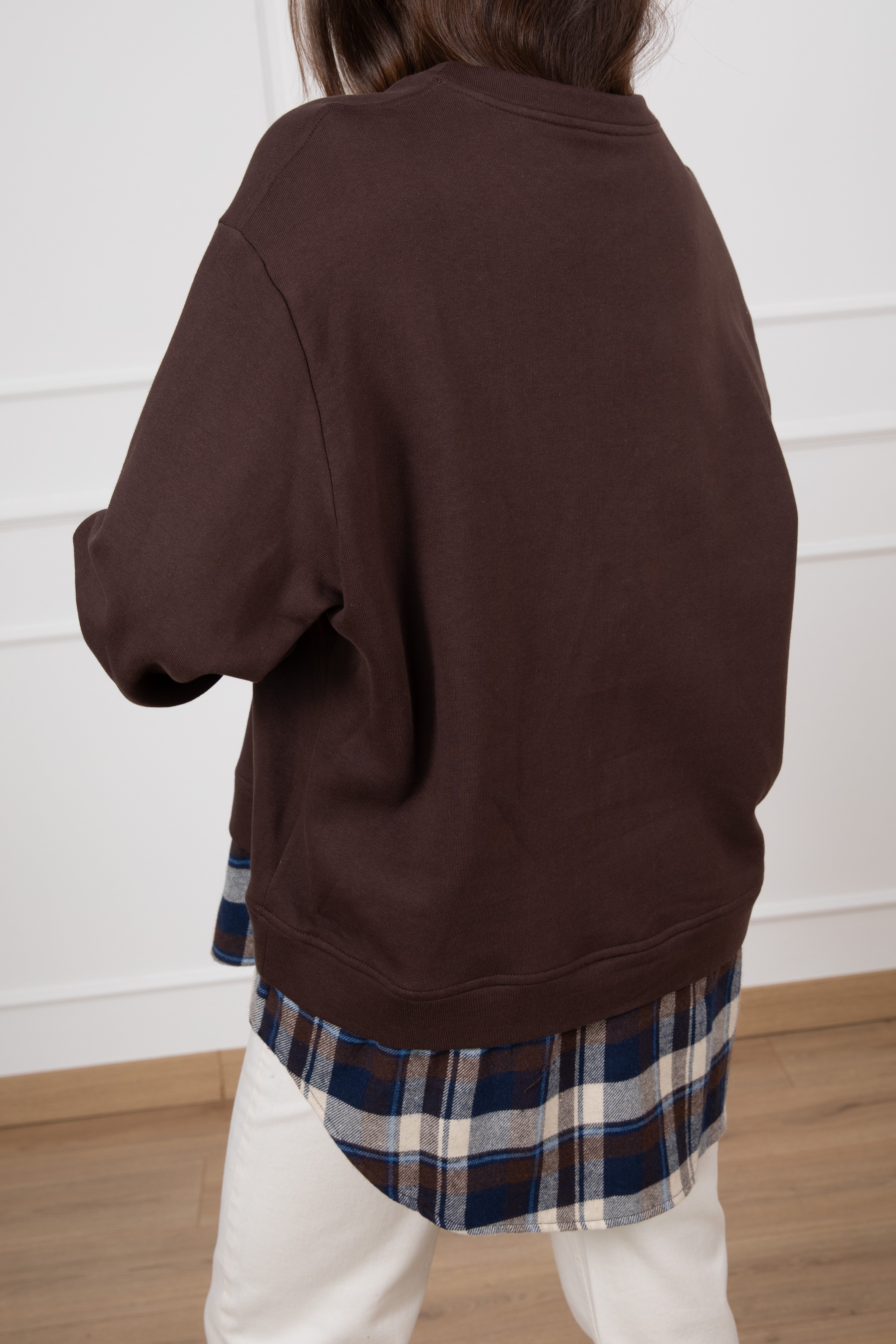 Felpa con inserto check bluette Tensione IN