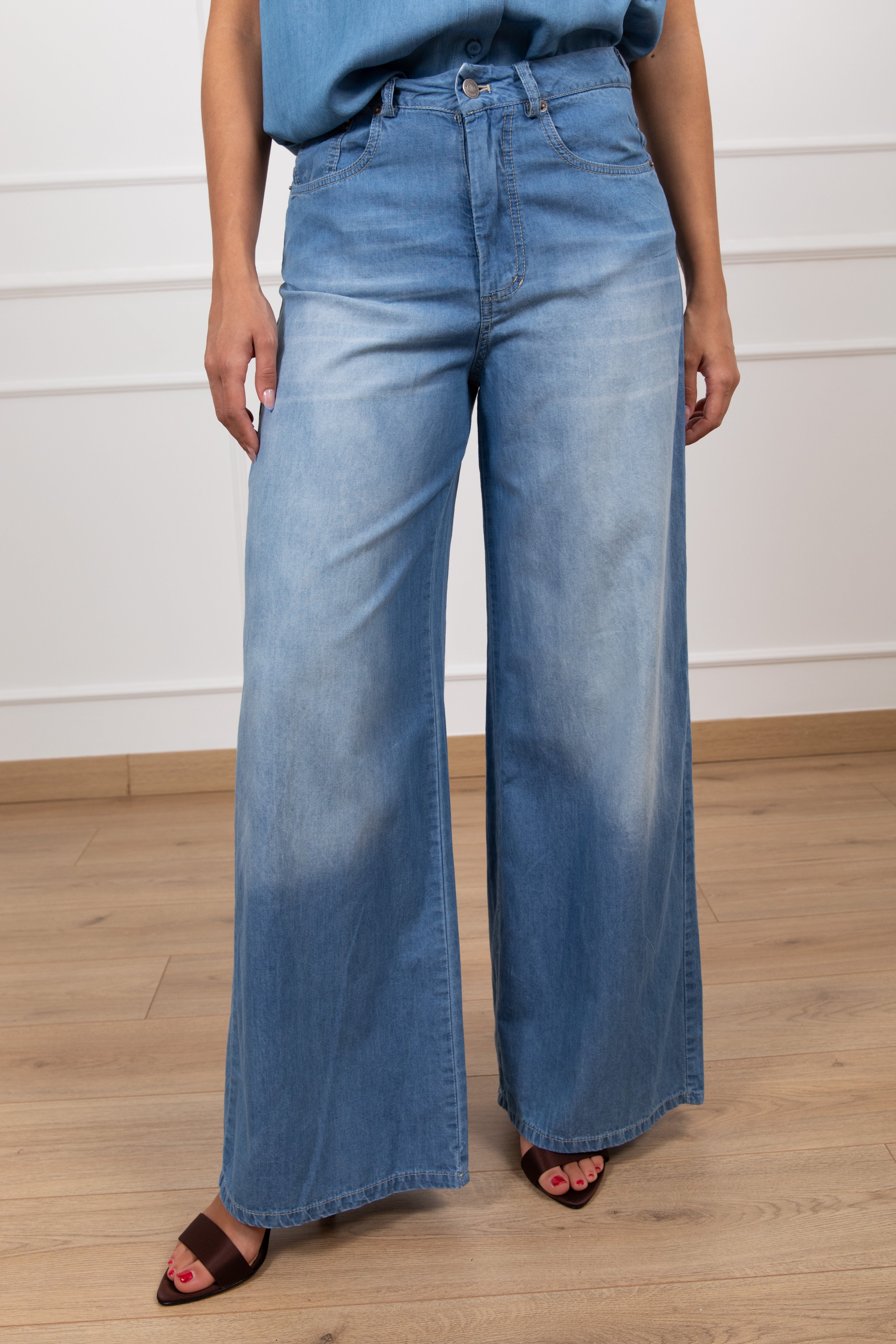 Pantalone 5 tasche in chambrix Tensione IN