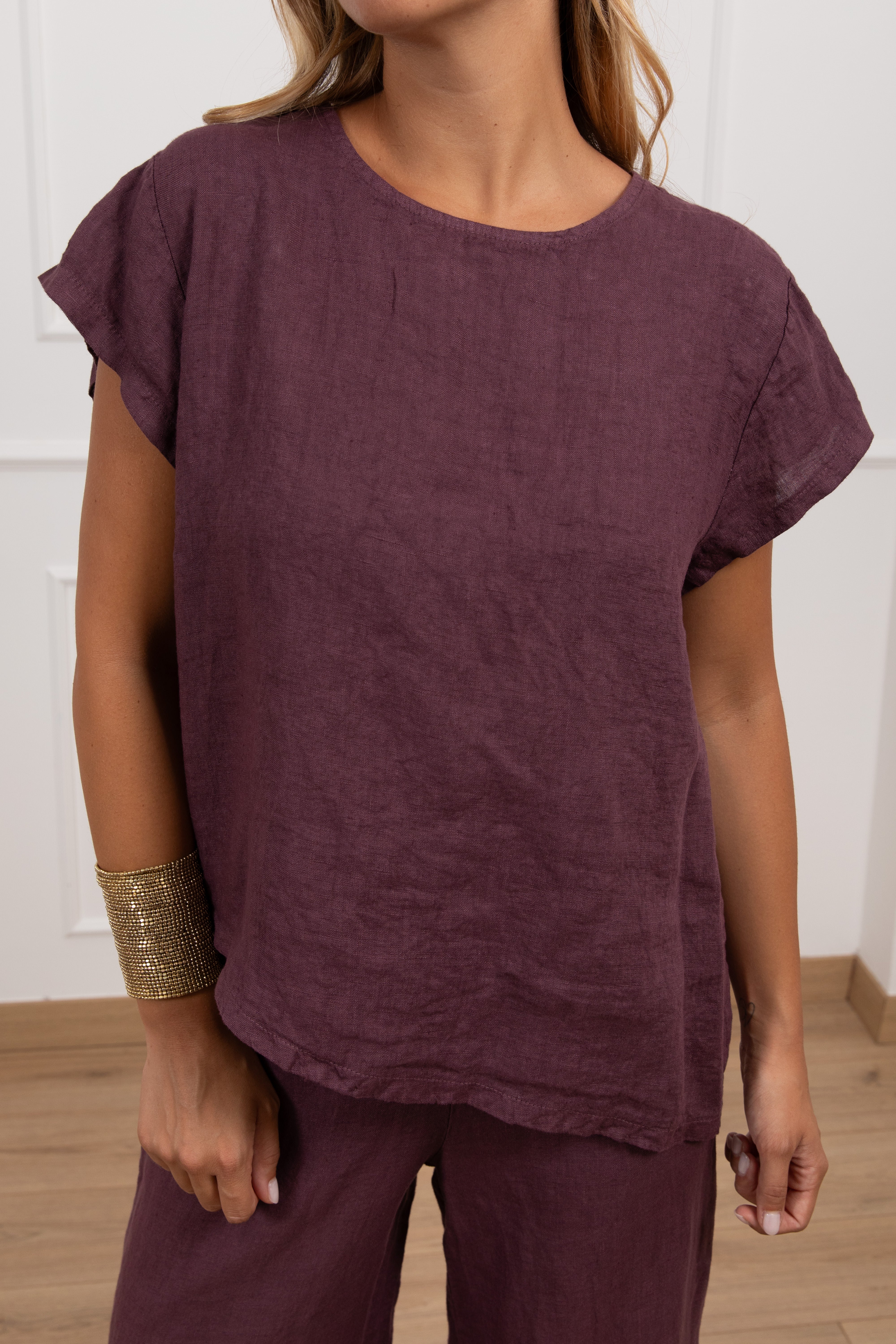 Coordinato t-shirt e pantalone 100% lino Susy Mix
