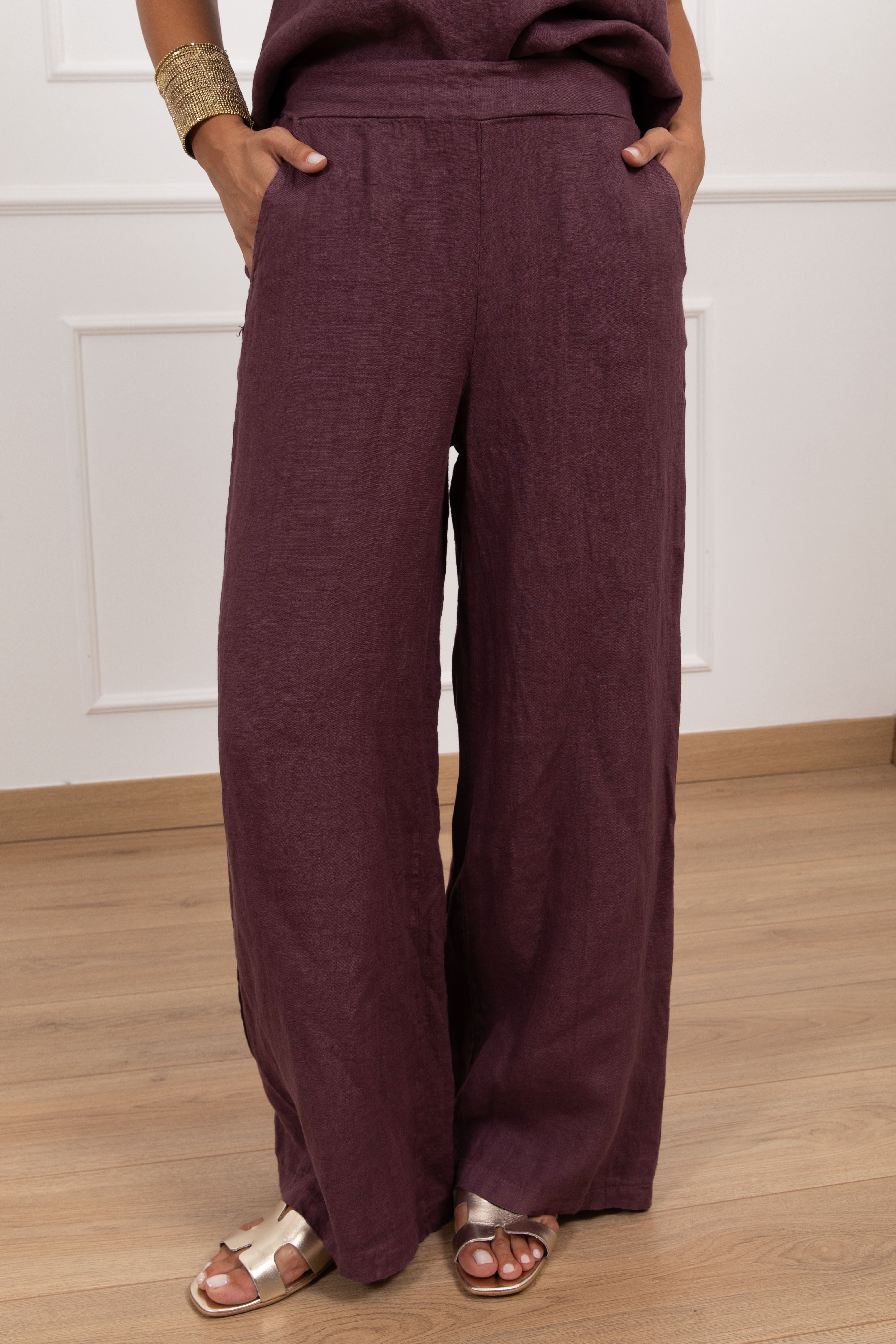 Coordinato t-shirt e pantalone 100% lino Susy Mix