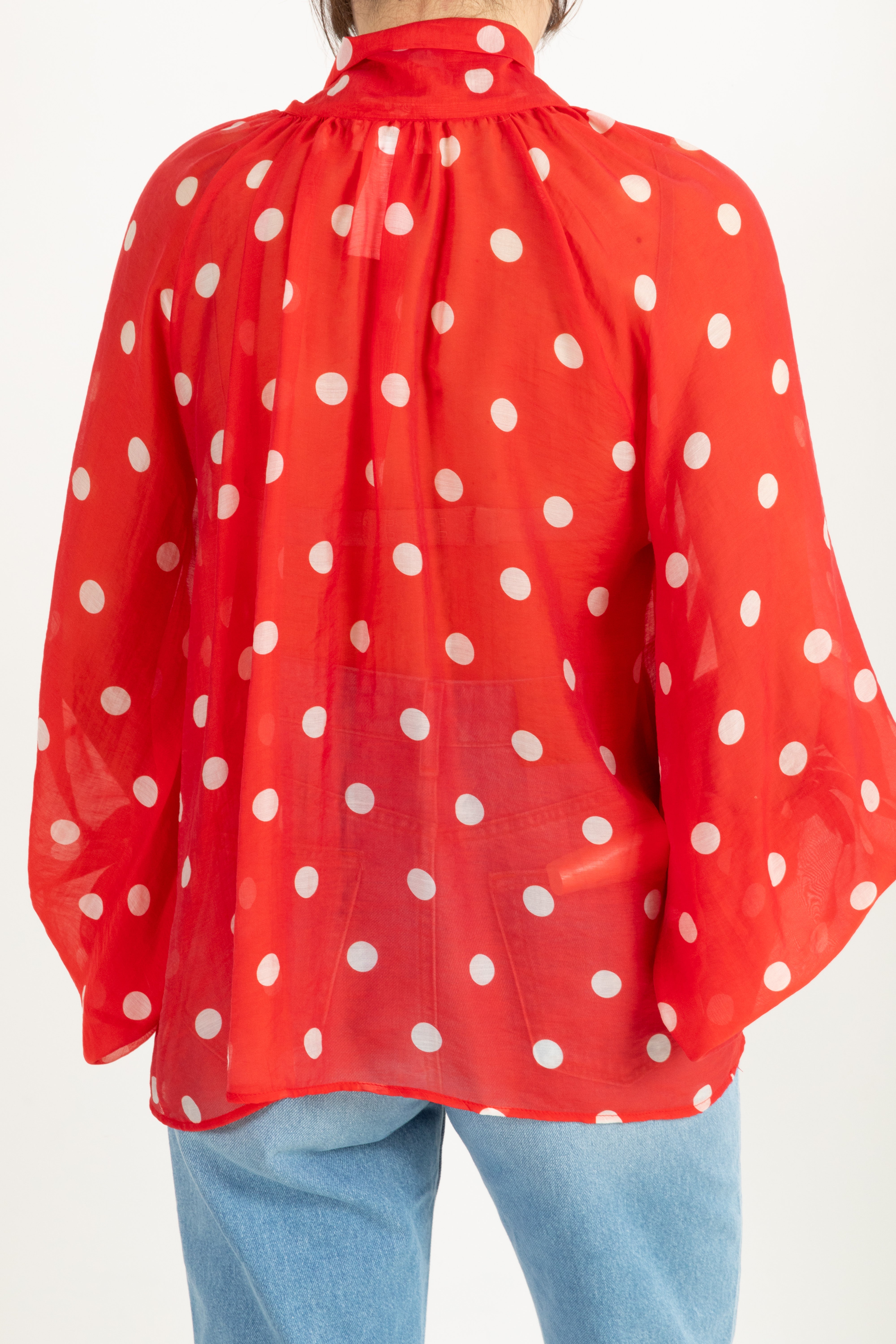 Blusa a pois in lyocell con fiocco ViCOLO