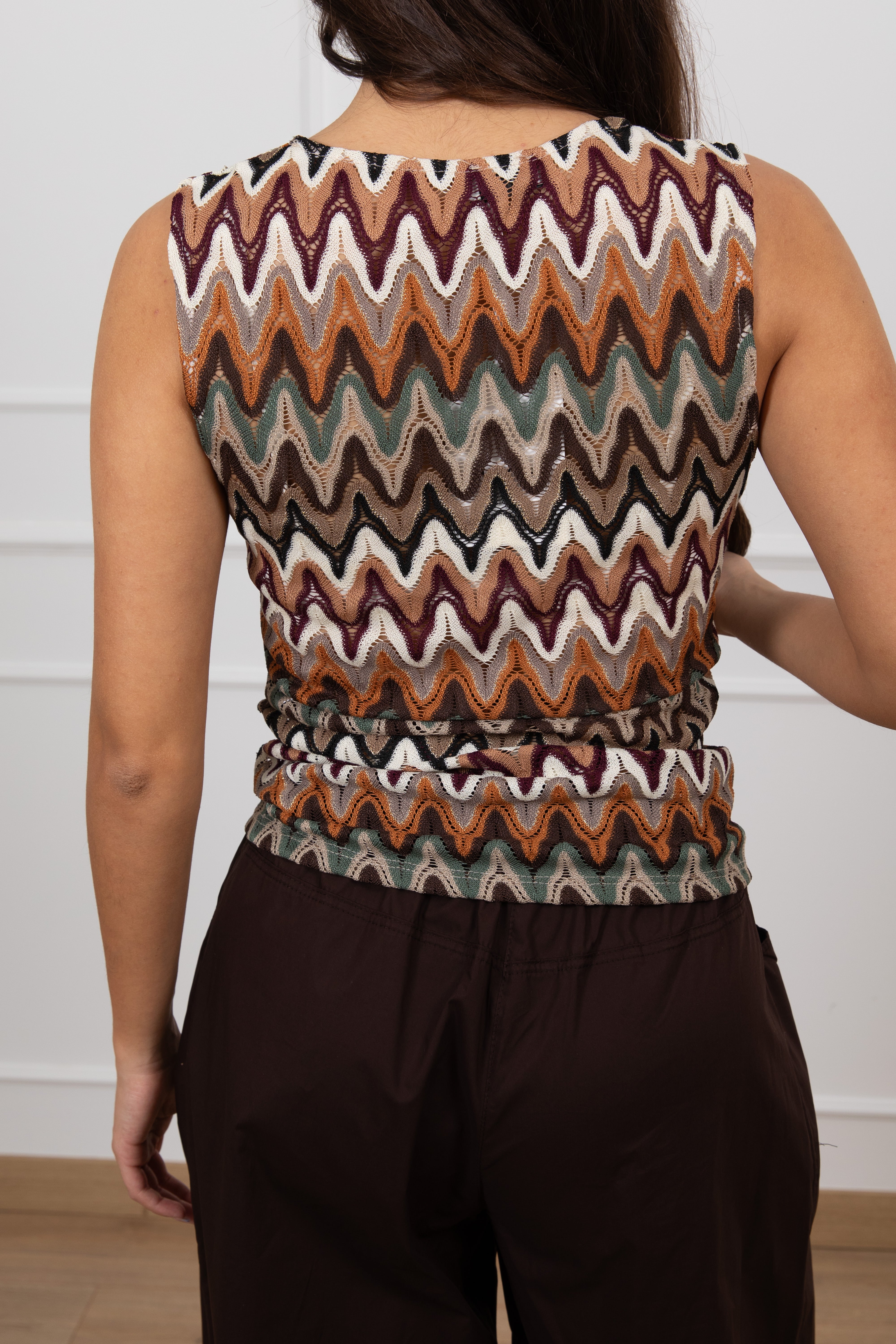 Canotta con nodo motivo zig-zag militare Susy Mix