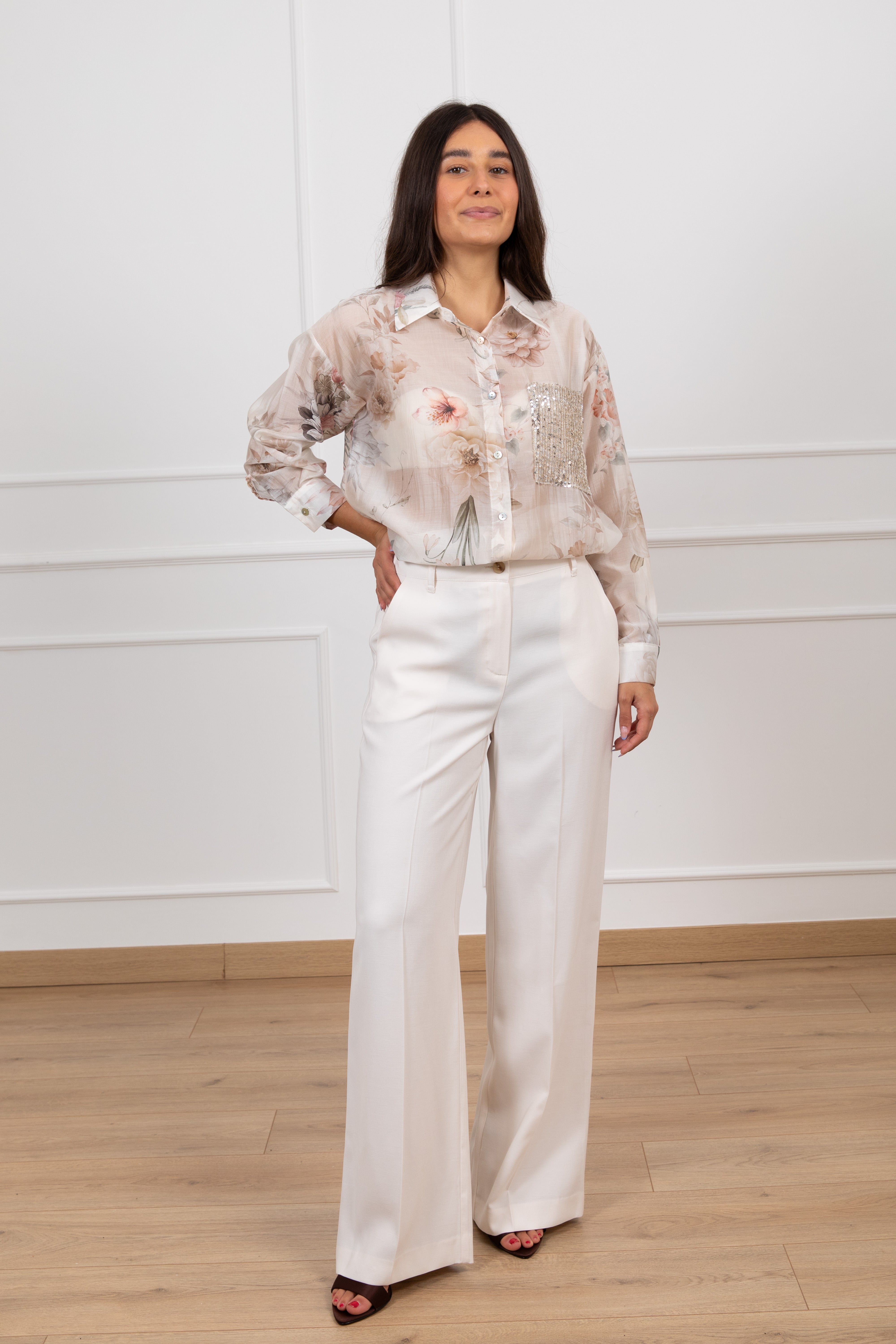 Pantalone gamba larga con elastico sul retro Susy Mix
