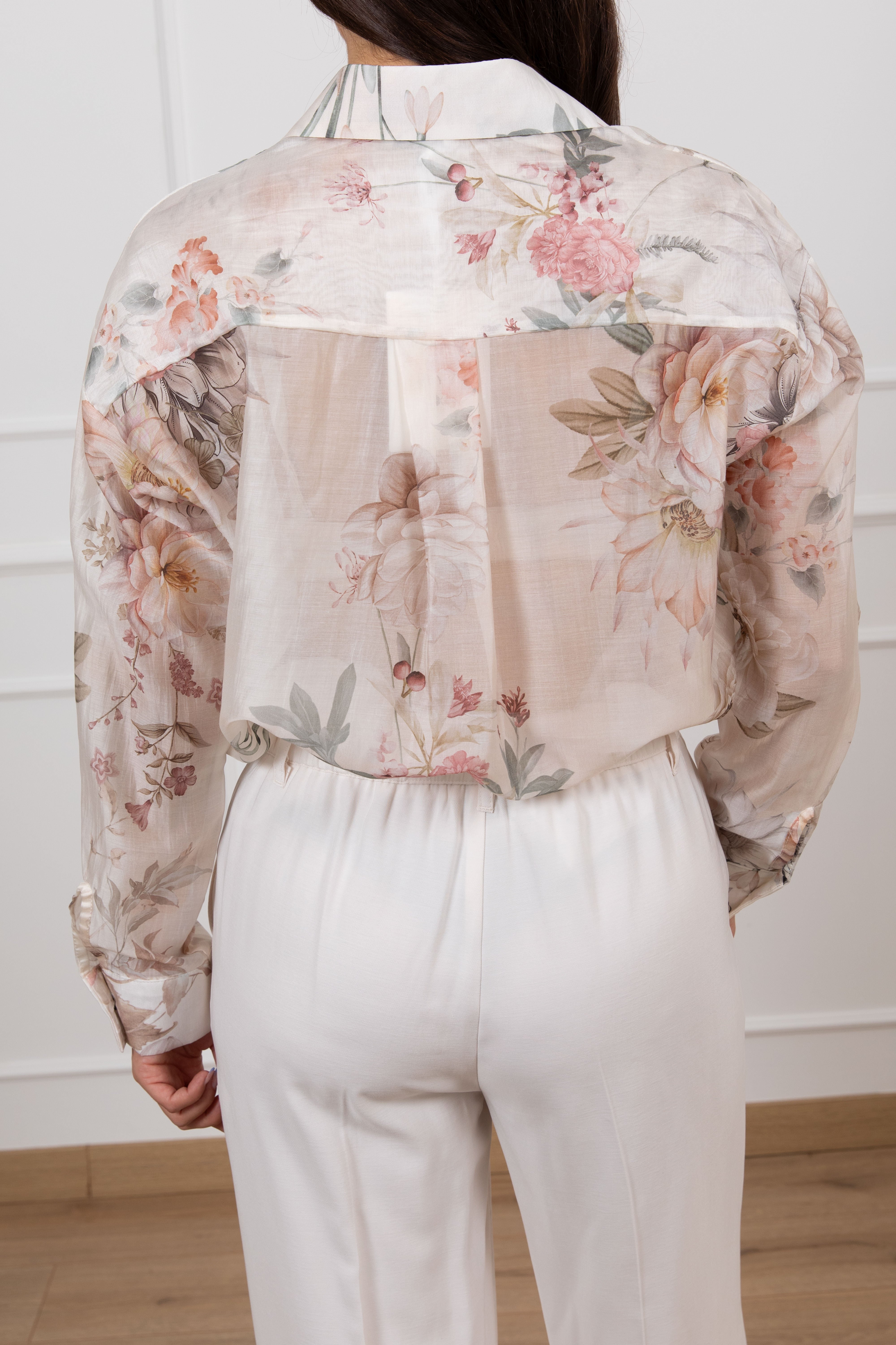 Camicia in lyocell fantasia flowers con tasca paillettes Susy Mix
