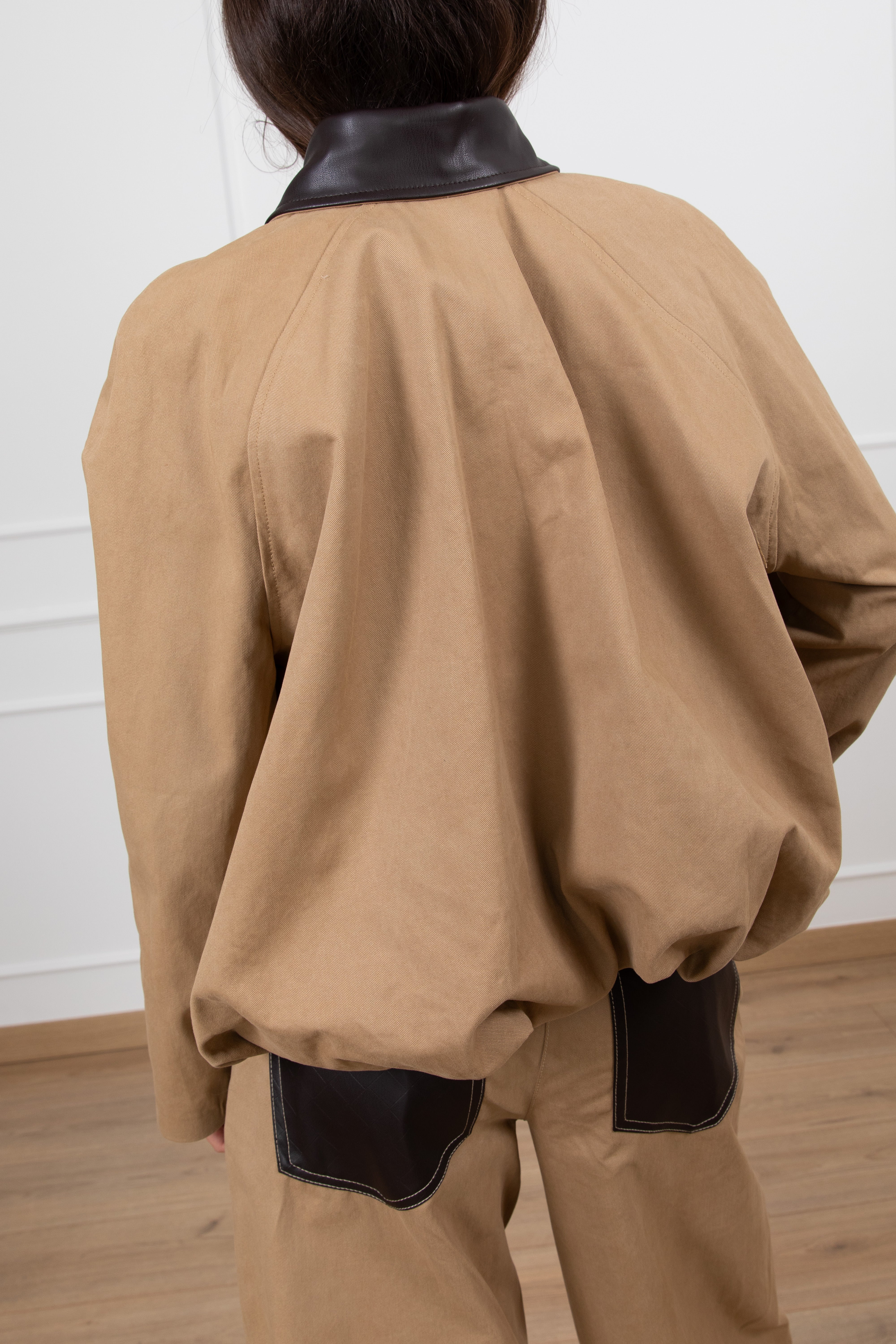 Bomber in canvas con colletto in eco-pelle Tensione IN
