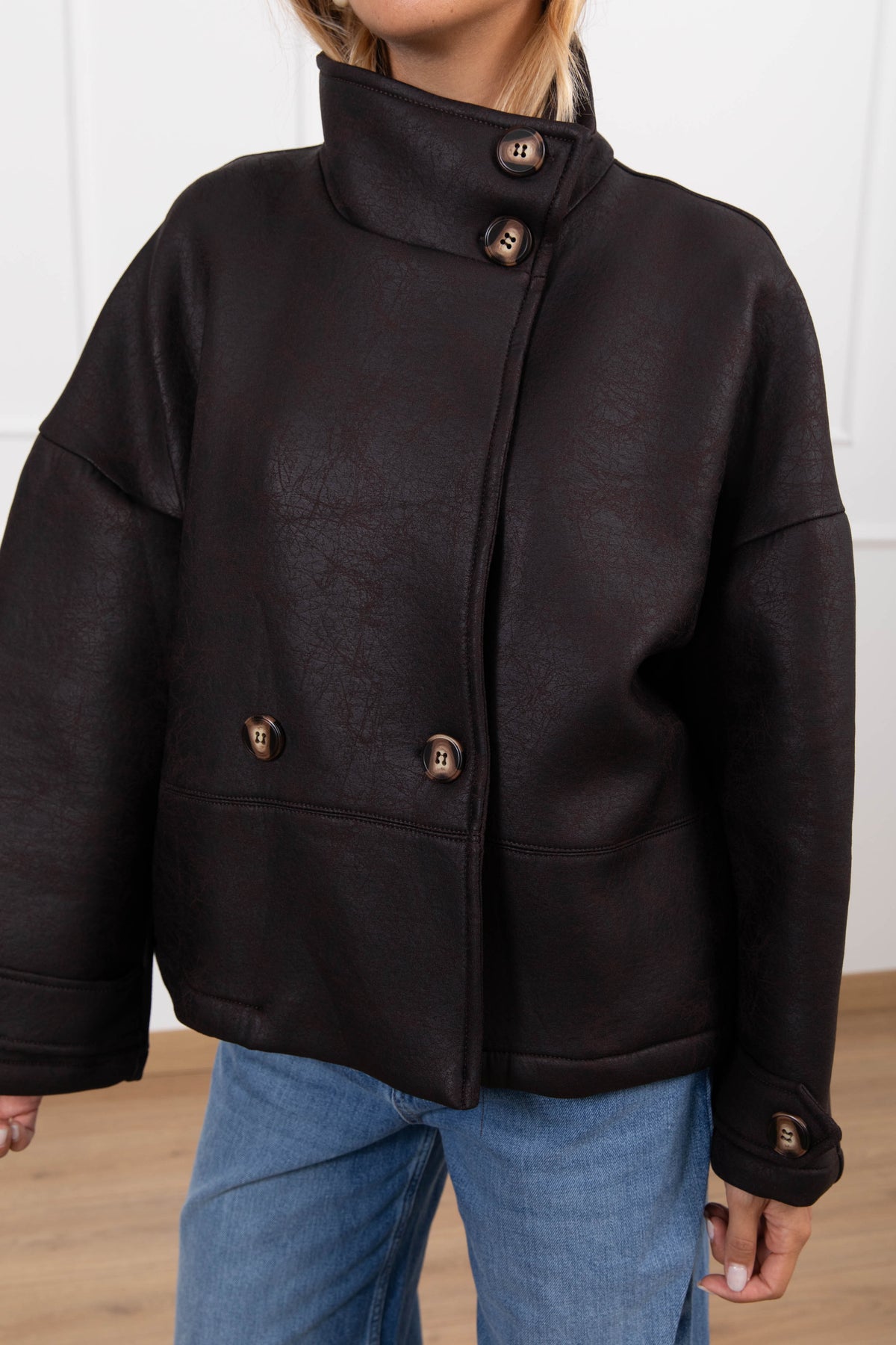 Giaccone in neoprene effetto invecchiato Haveone