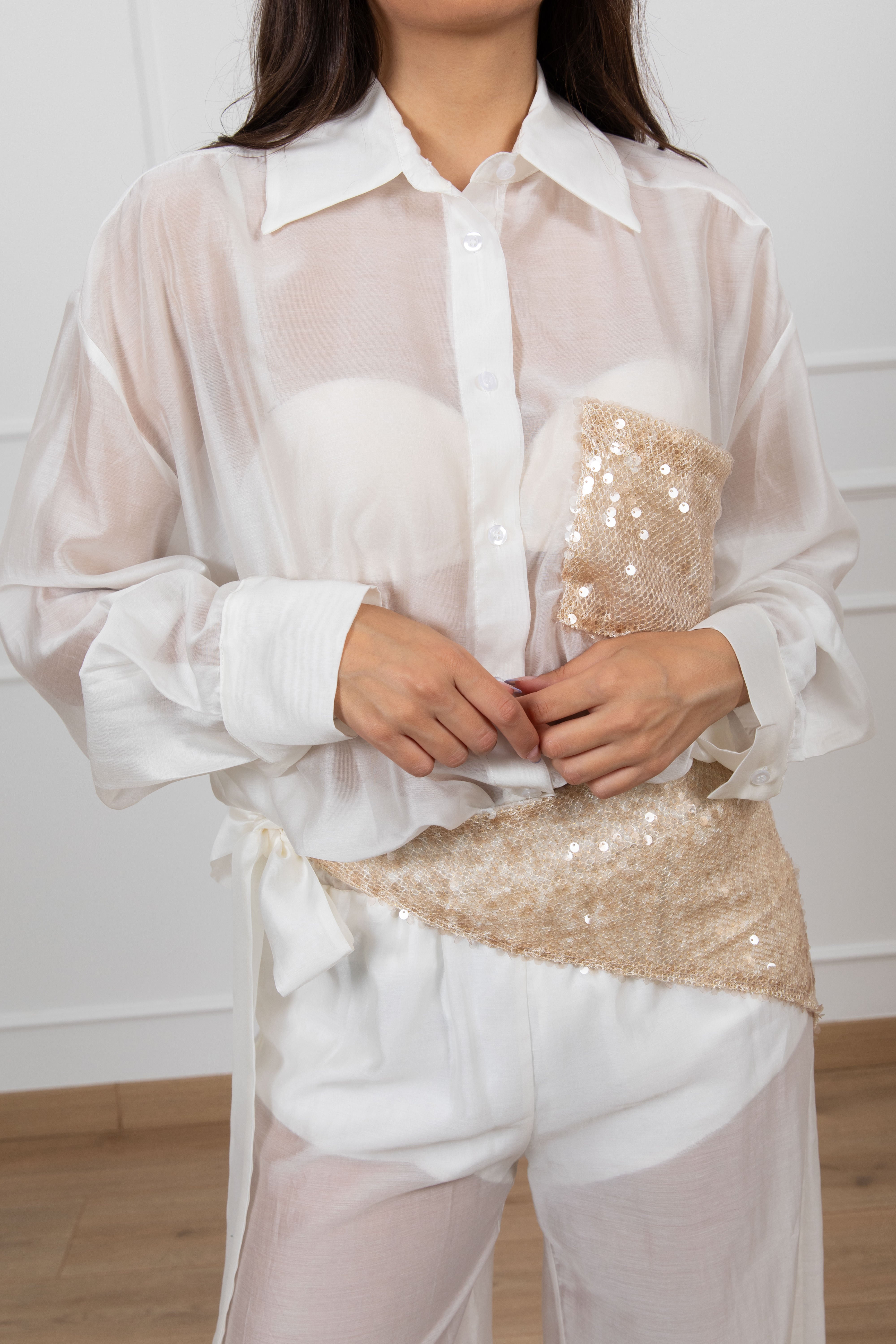 Camicia in lyocell con tasca micro-paillettes Tensione IN