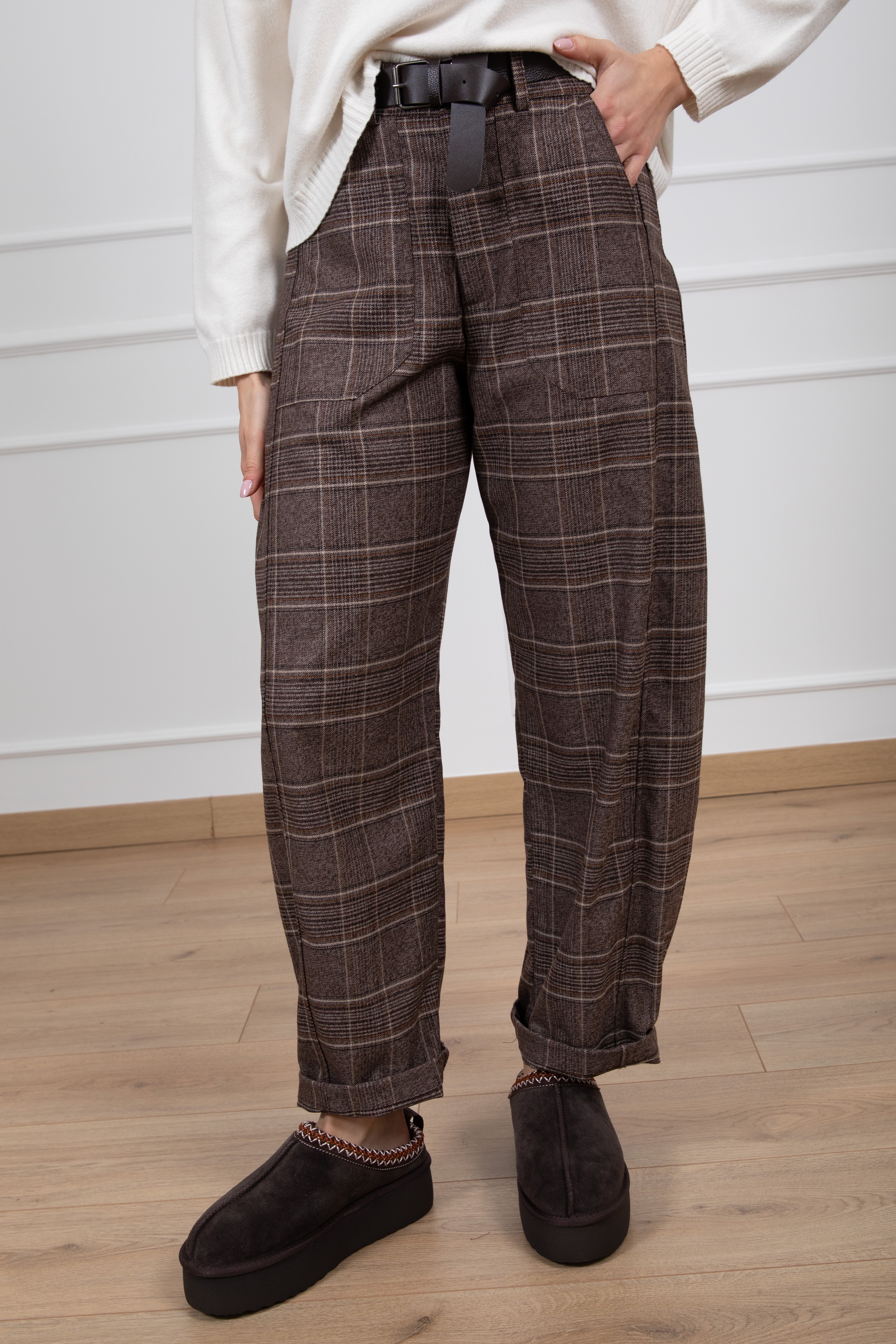 Pantalone egg-fit principe di galles Susy Mix