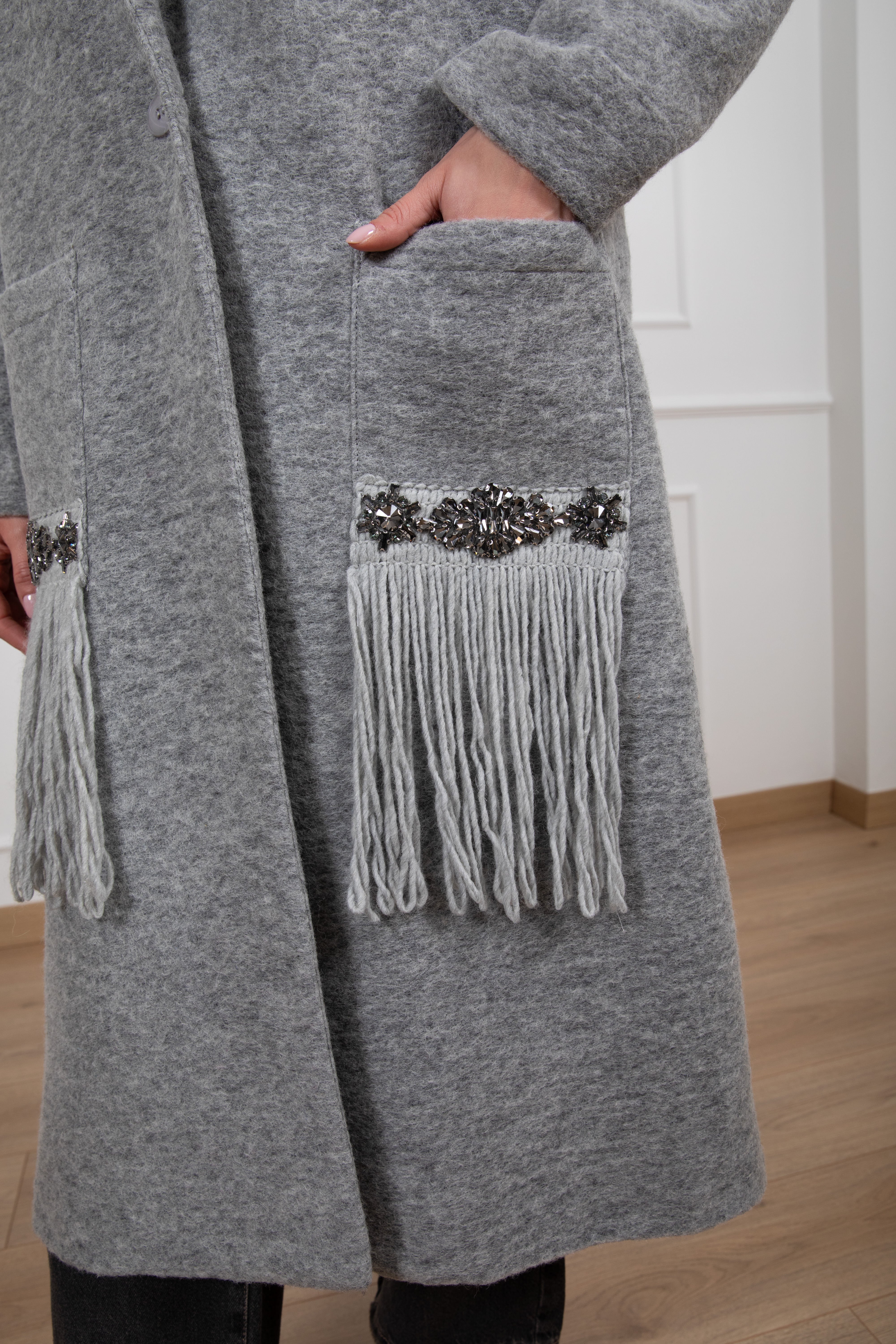 Cappotto in maglia con frange Susy Mix