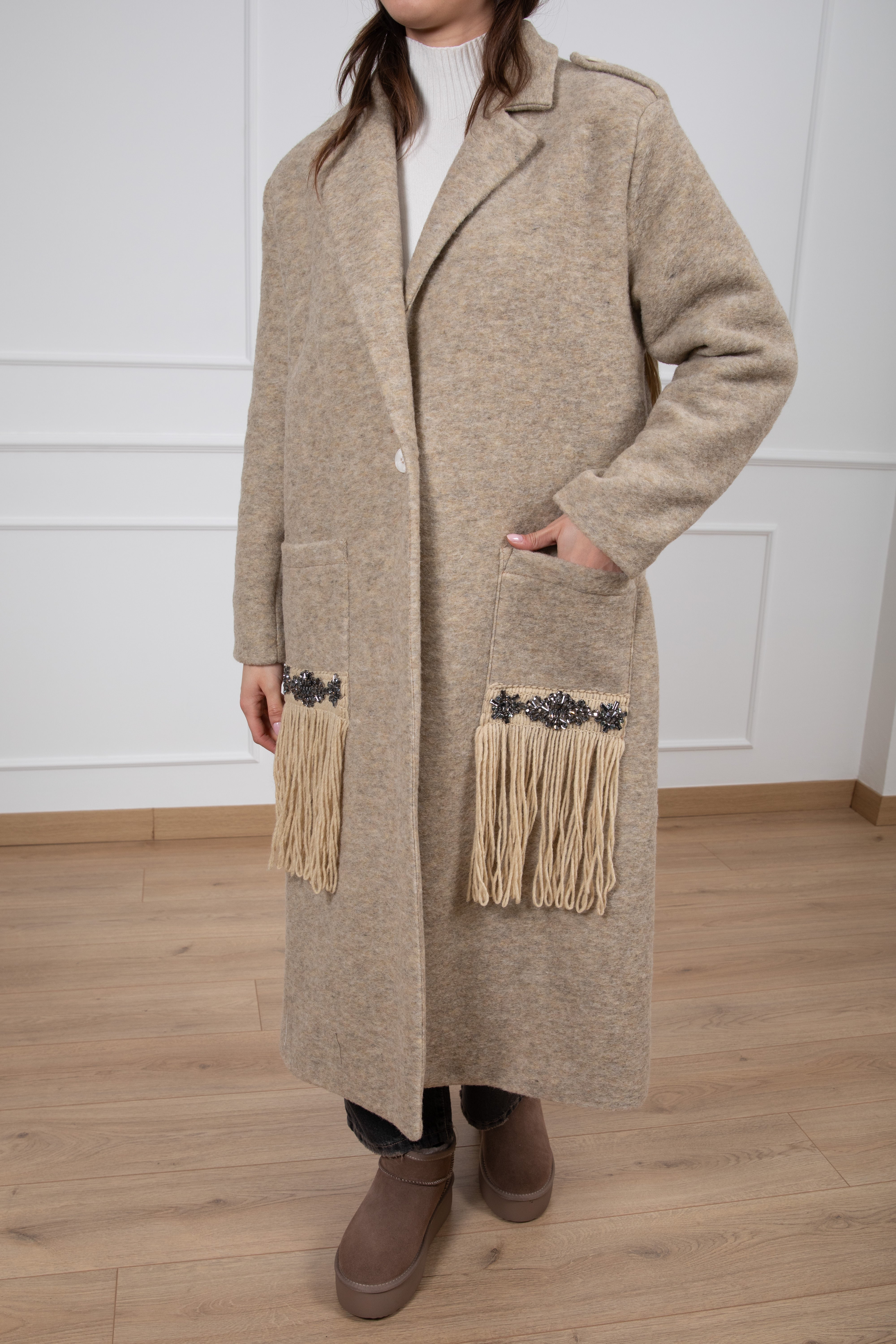 Cappotto in maglia con frange Susy Mix