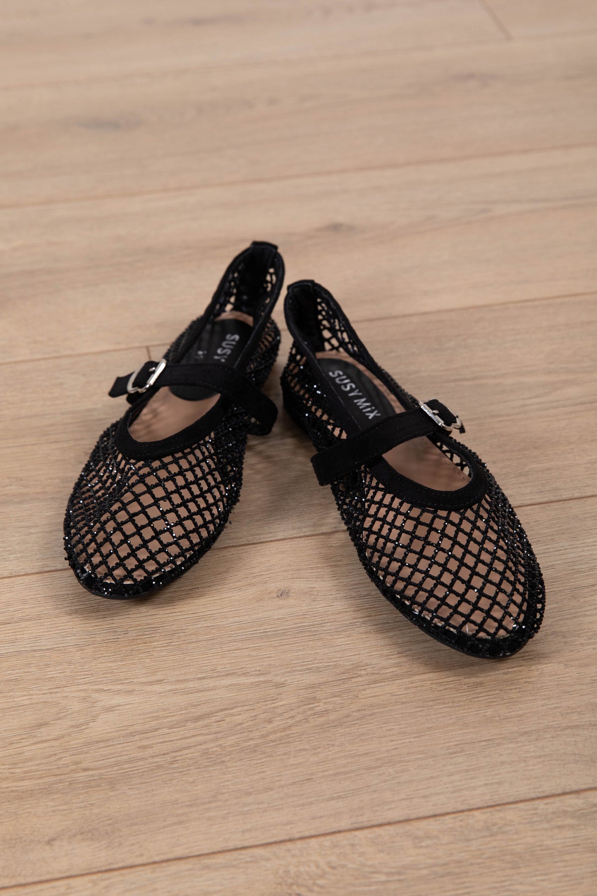 Ballerina a rete con strass variante nero Susy Mix