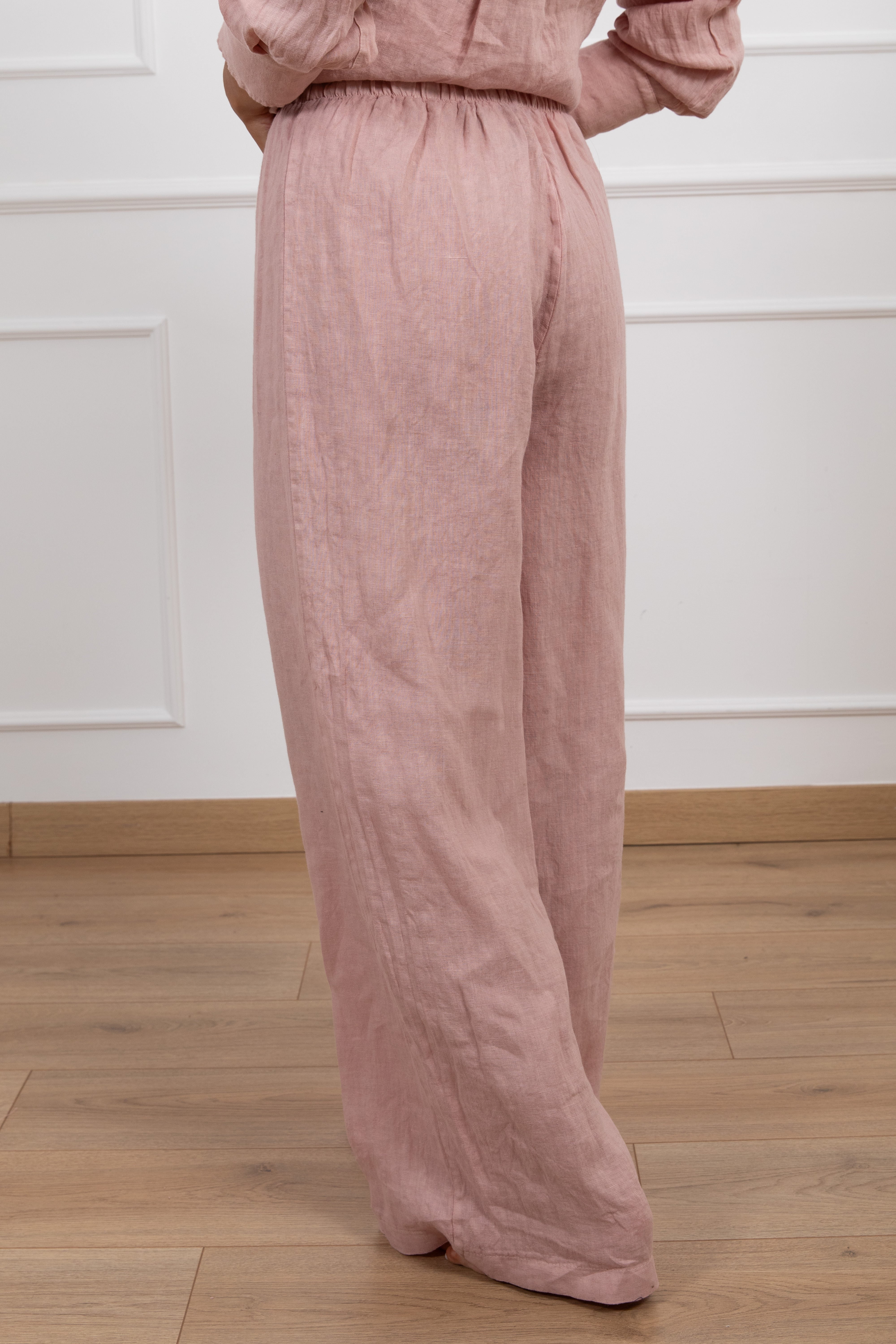 Pantalone 100% lino con elastico Haveone